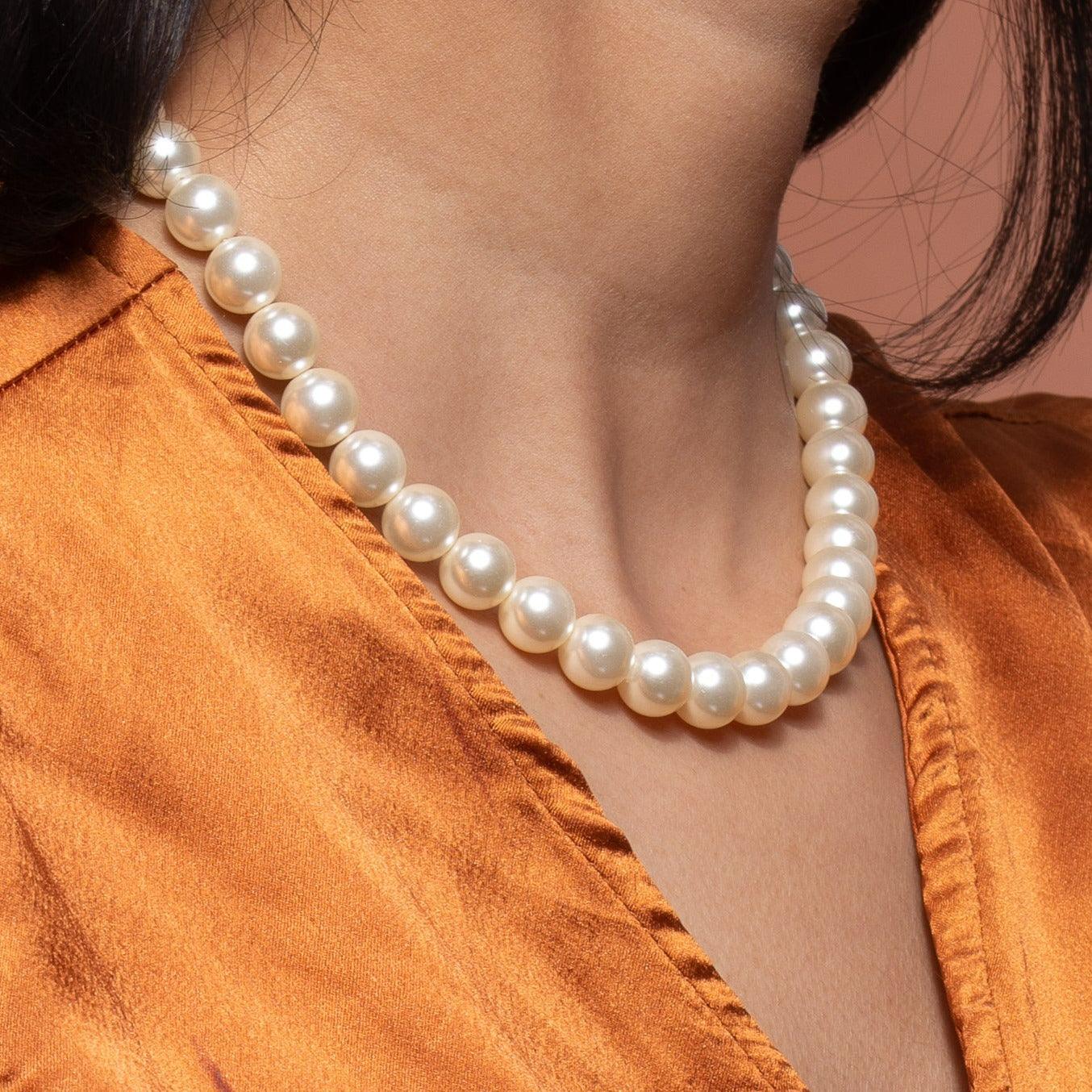 Swarovski Pearl Necklace - White - Ozel