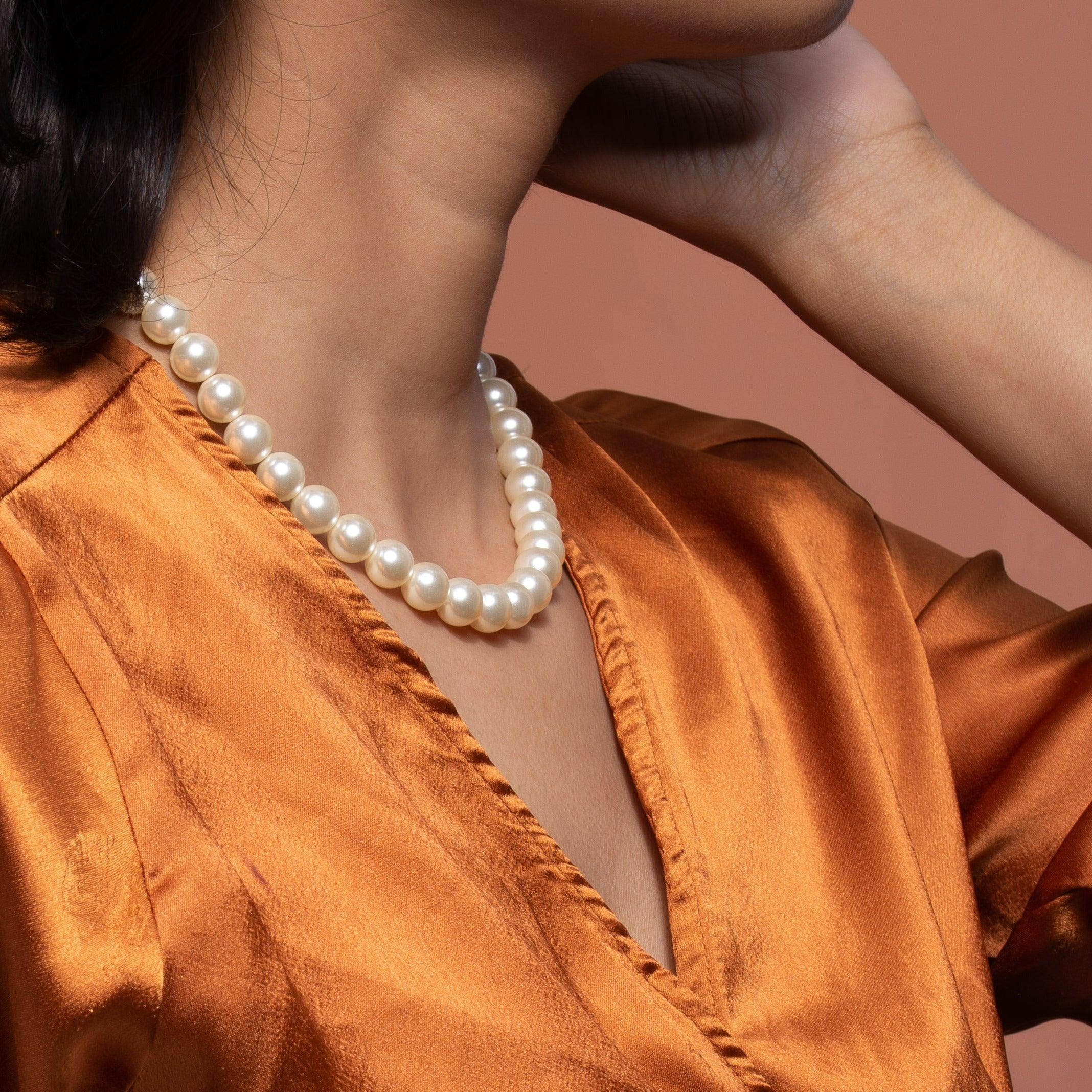Swarovski Pearl Necklace - White - Ozel