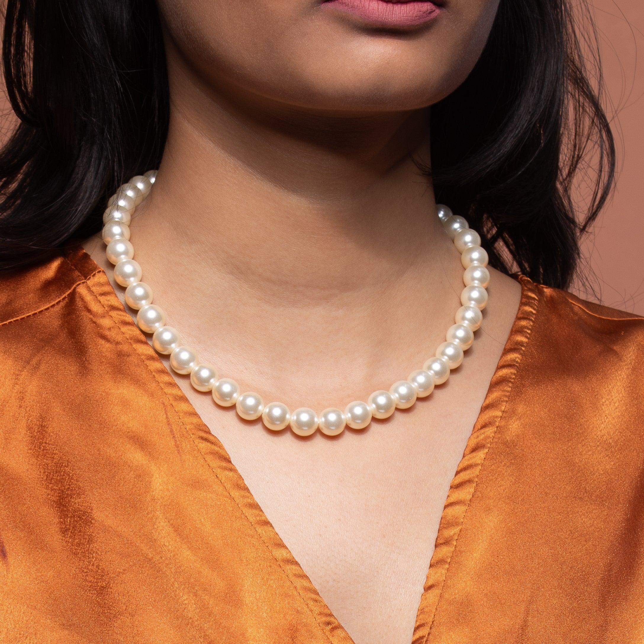 Swarovski Pearl Necklace - White - Ozel