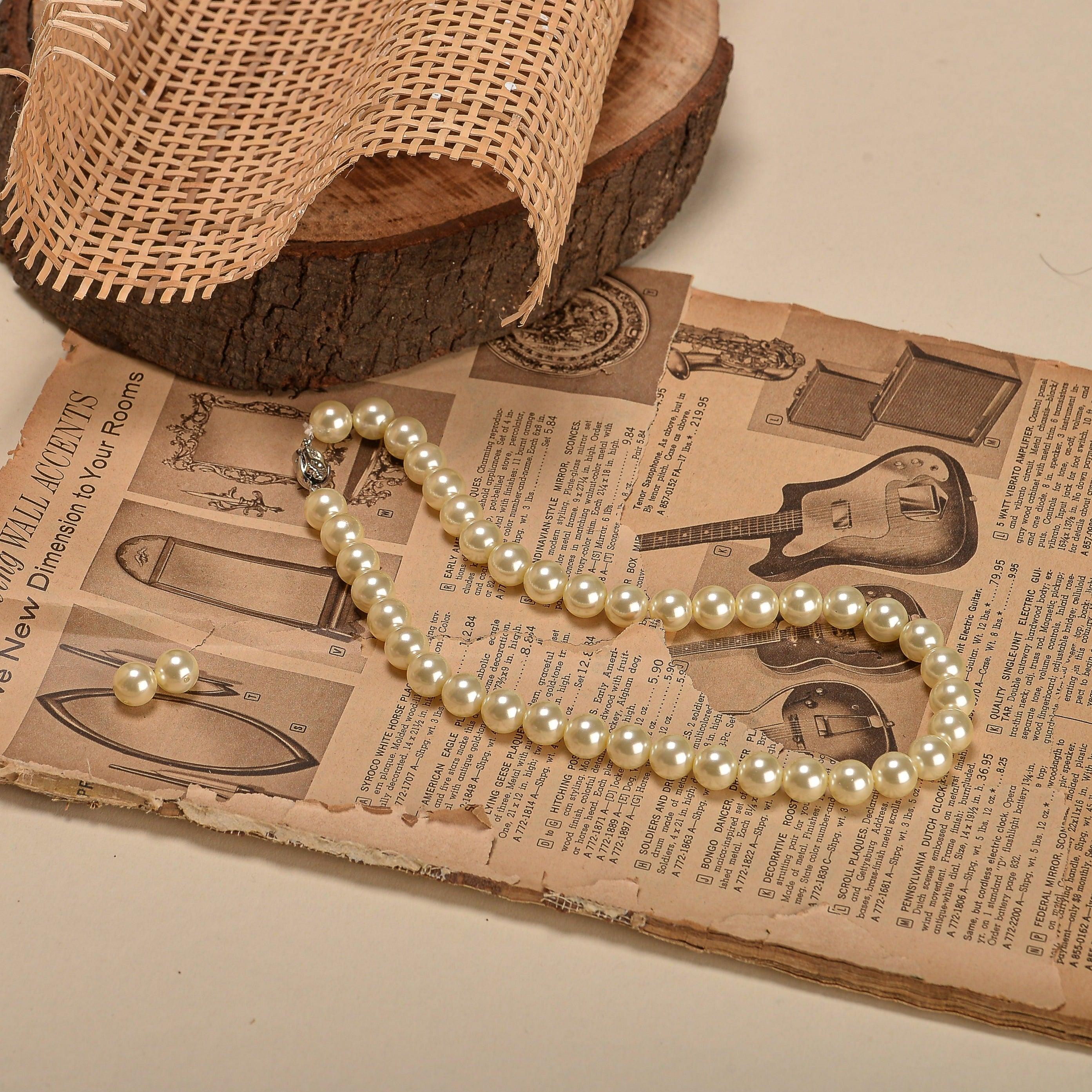Swarovski Pearl Necklace - Light Gold