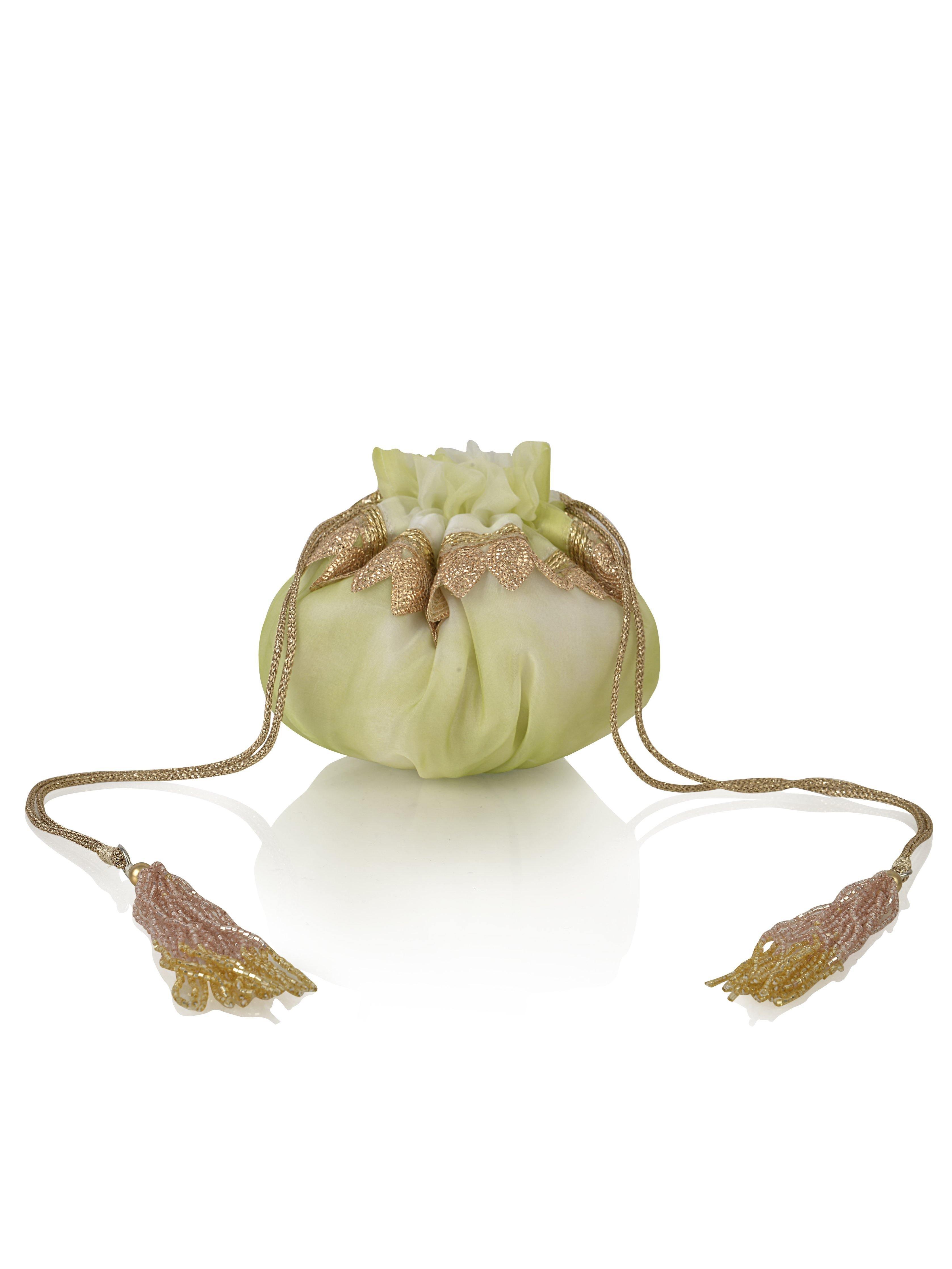 Shibori Organza Gol Potli Bag - Ozel