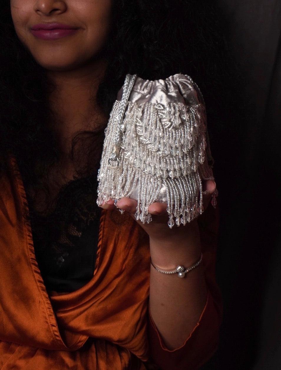 Andromeda Mini Silver Tassels Bucket Bag - Ozel