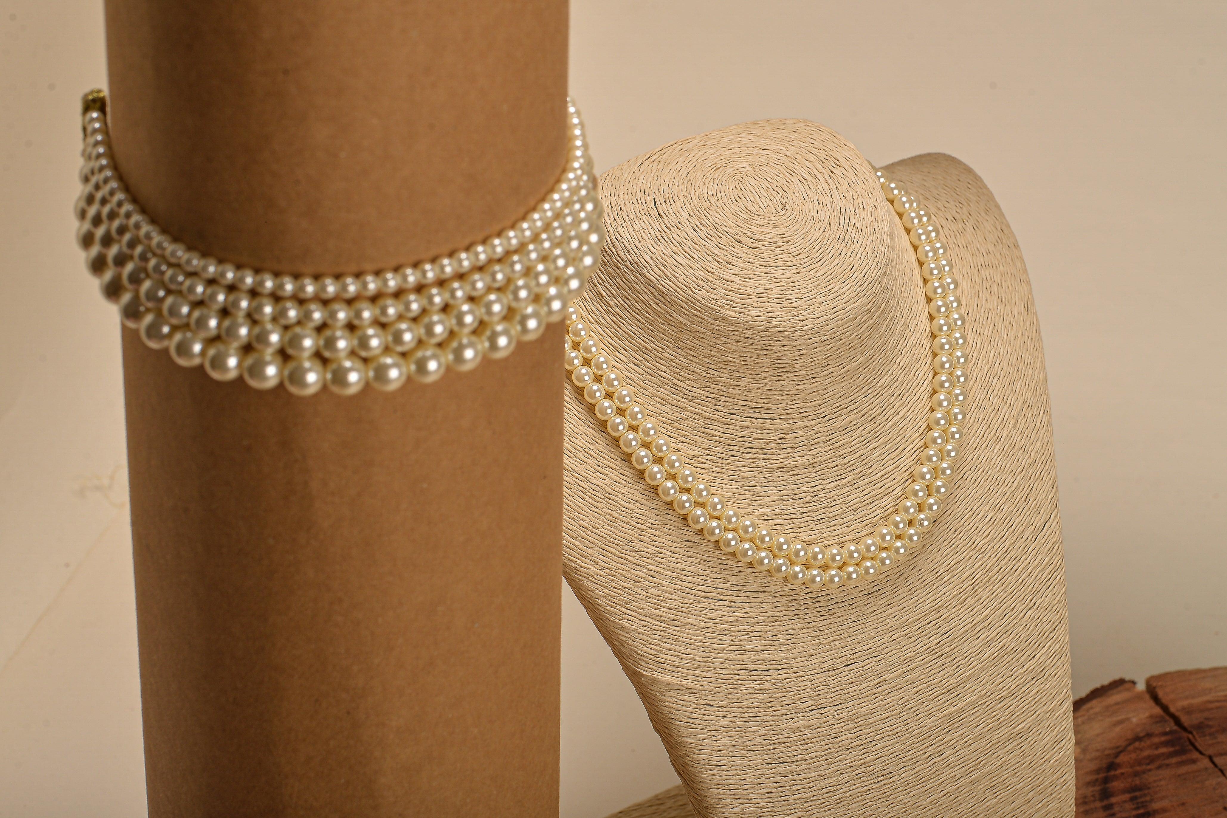 Swarovski Pearl Choker - Light Gold - Ozel