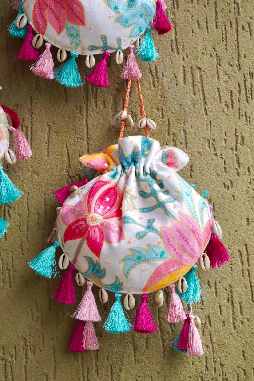 Gulaabi Floral Potli Bag - Ozel