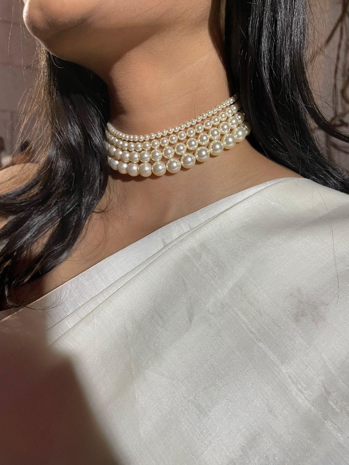 Swarovski Pearl Choker - White - Ozel