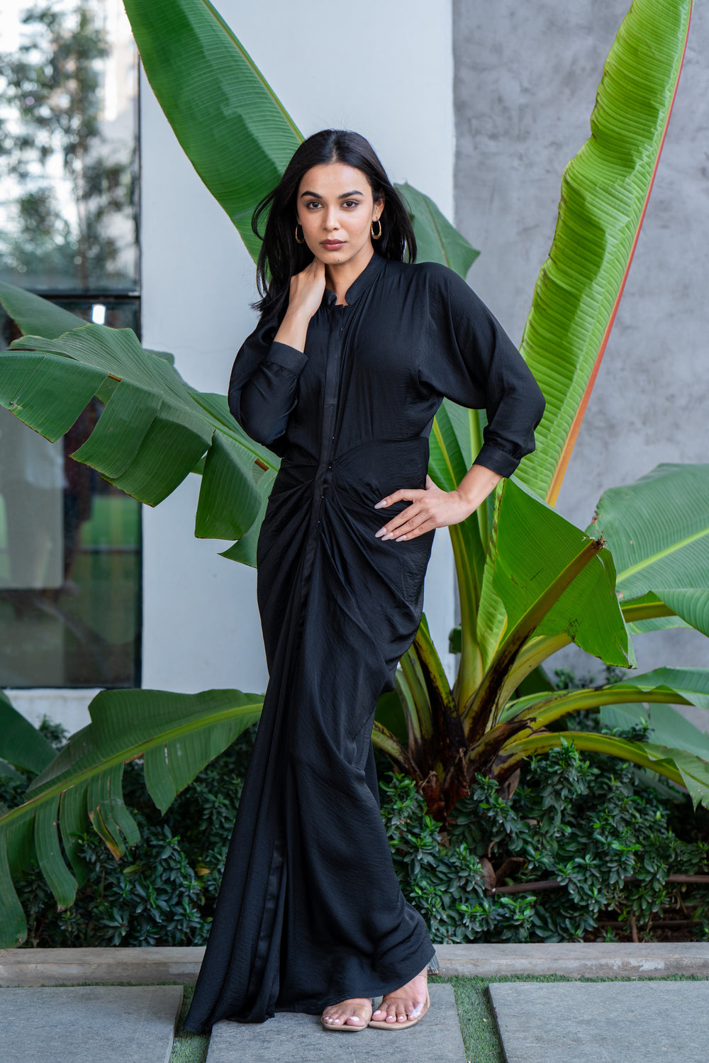 Emma drape dress – handcrafted Indian designer dress by Ozel