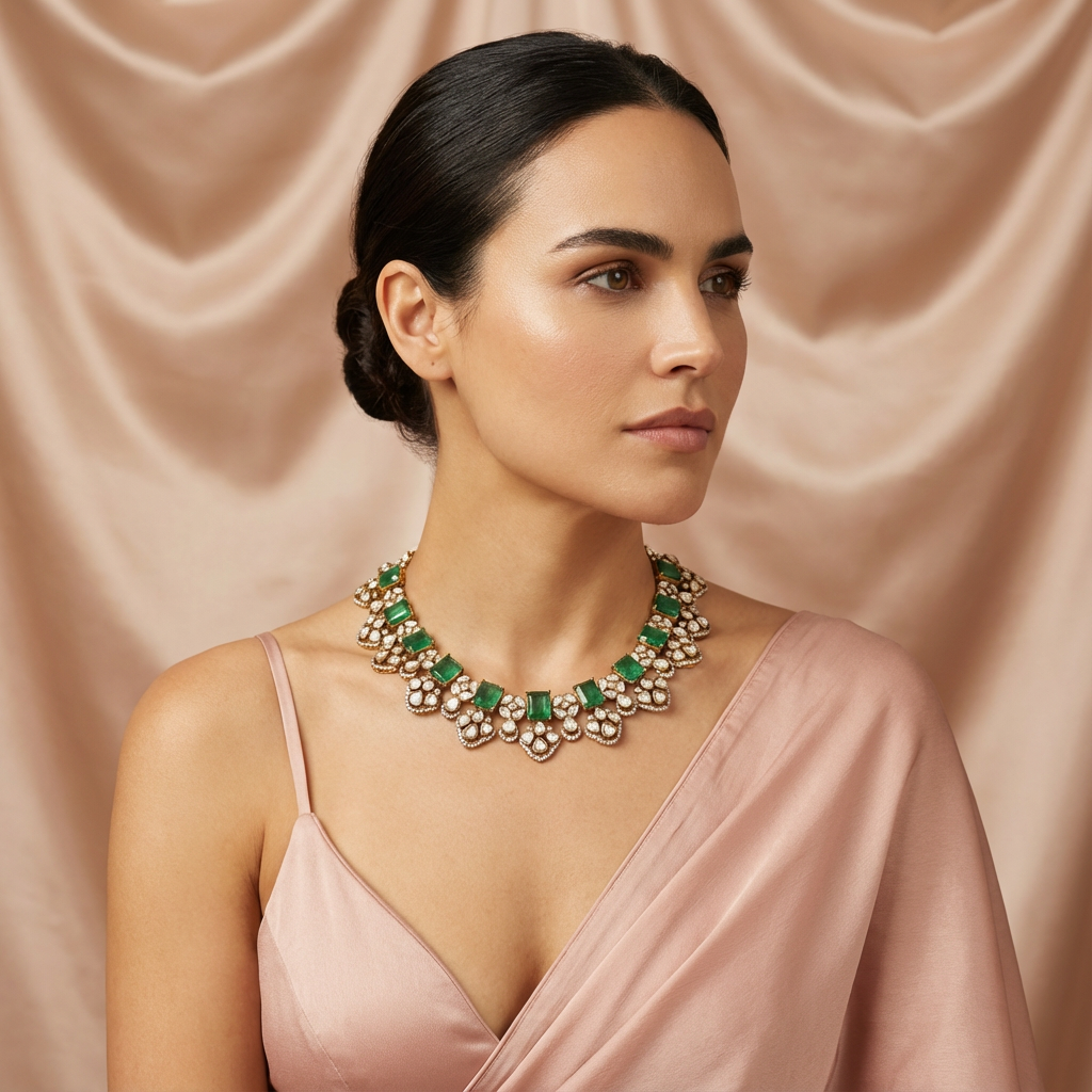 Garden of Emeralds Polki Set