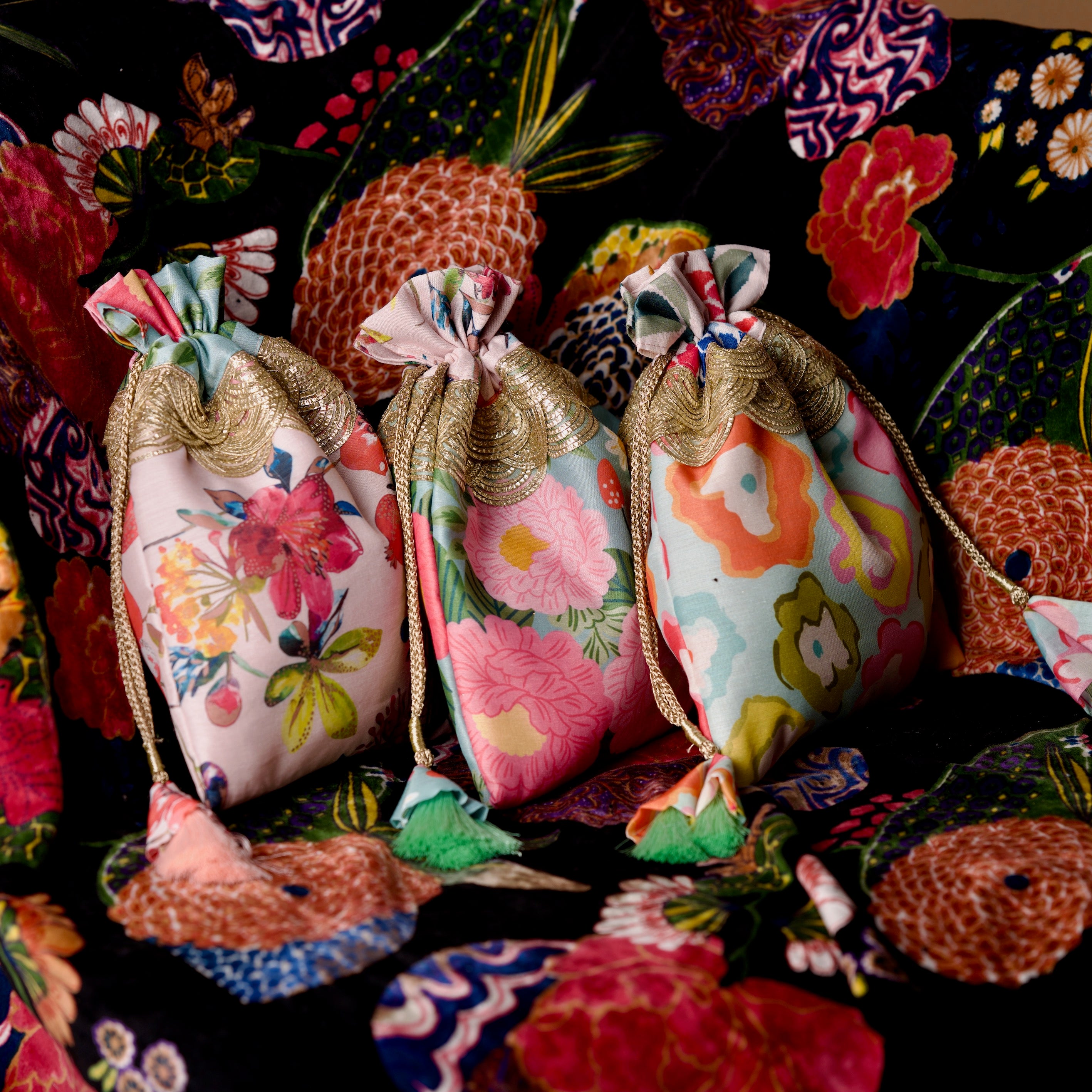 Set of 3 Pastel Floral Print Bags