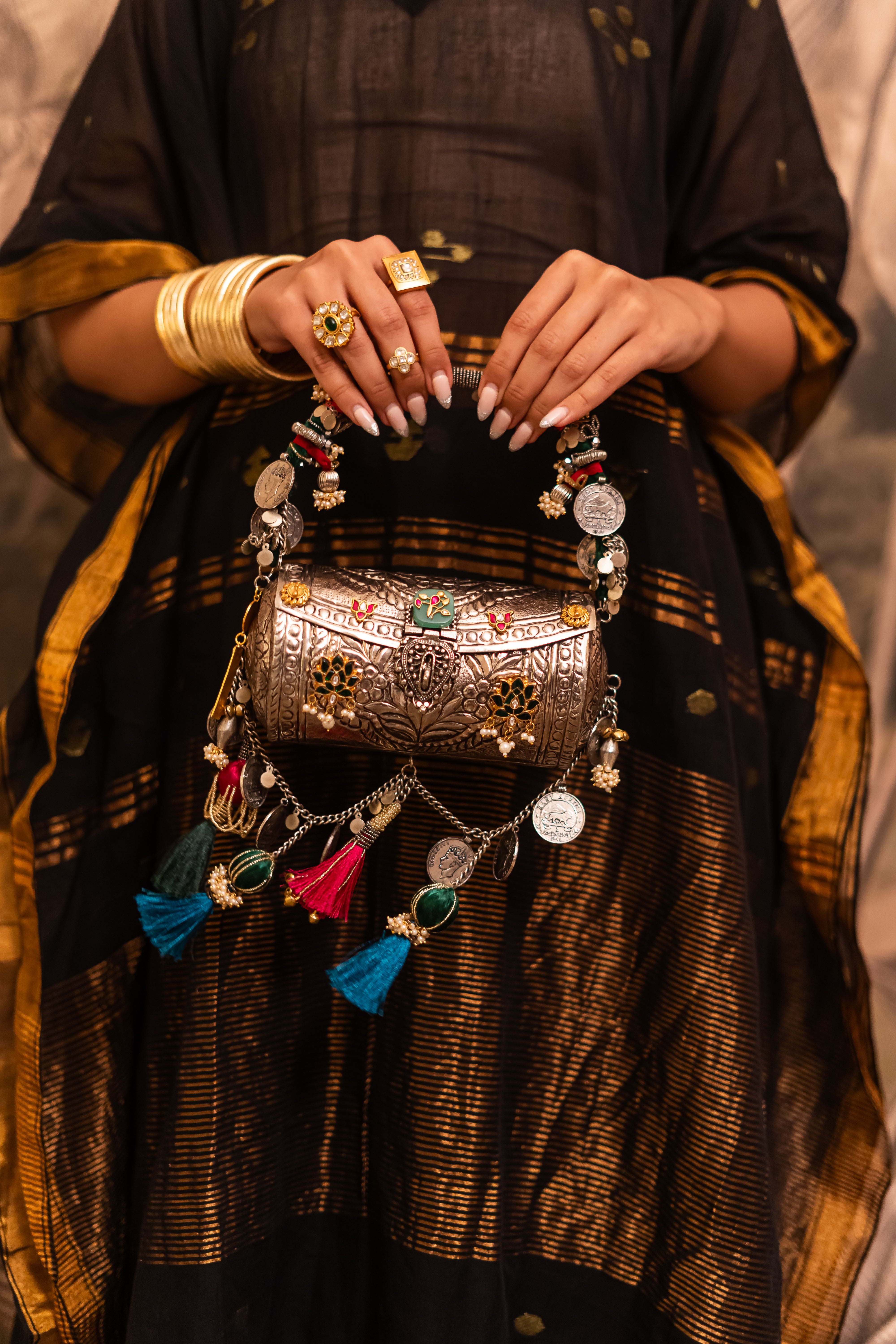 Tara Silver Plated Tribal Bag