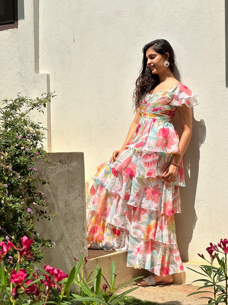 Gulabi Layered Dress – artisan romantic occasion dress by Ozel