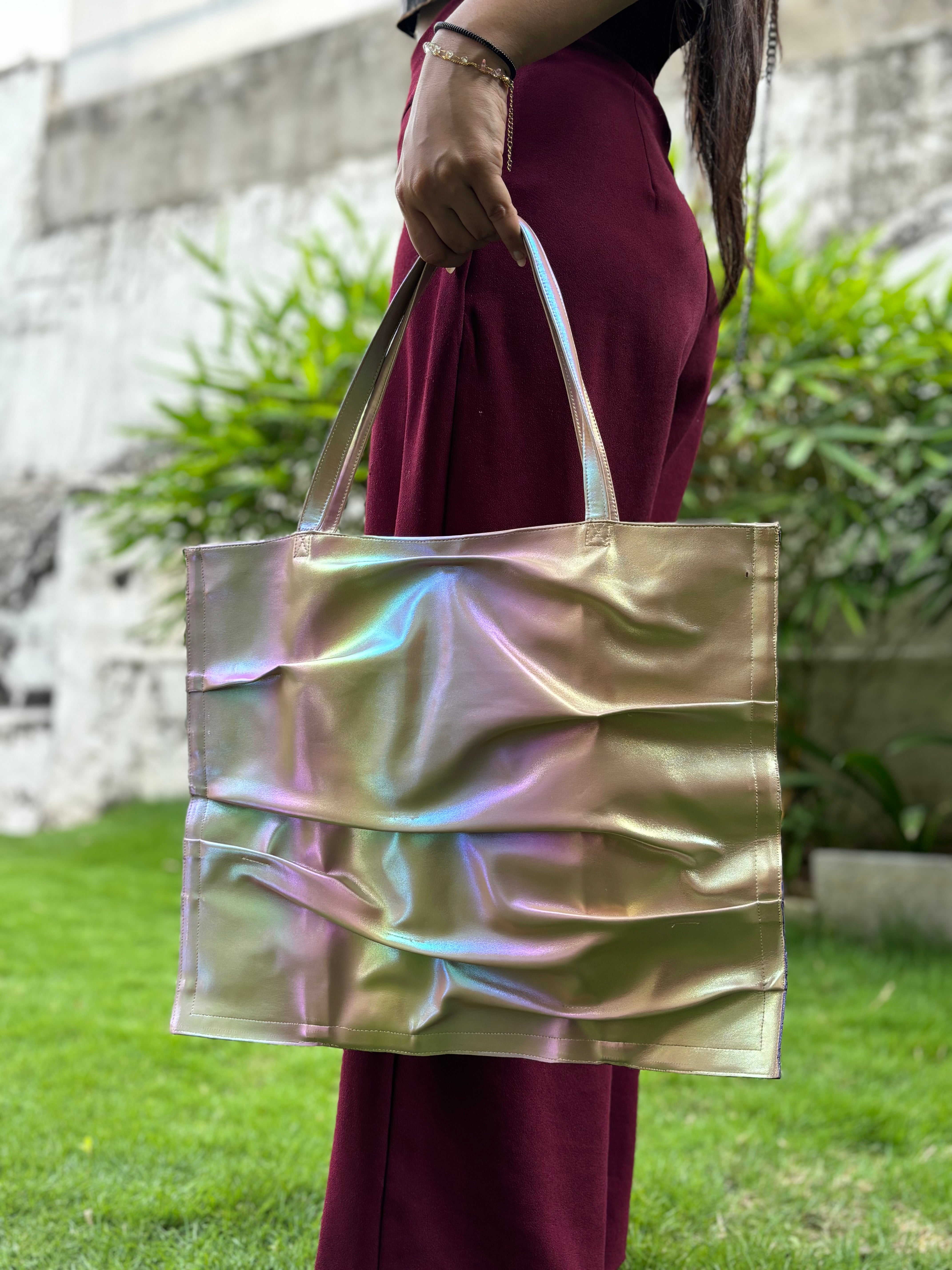 Sample Rosegold Crumpled Tote Bag