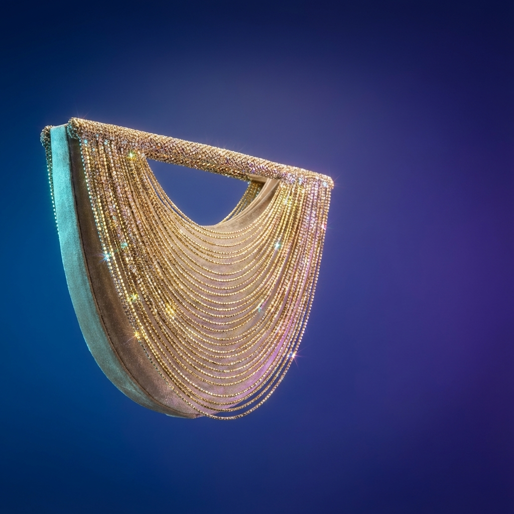 Curvy Chainstone Bag - Gold