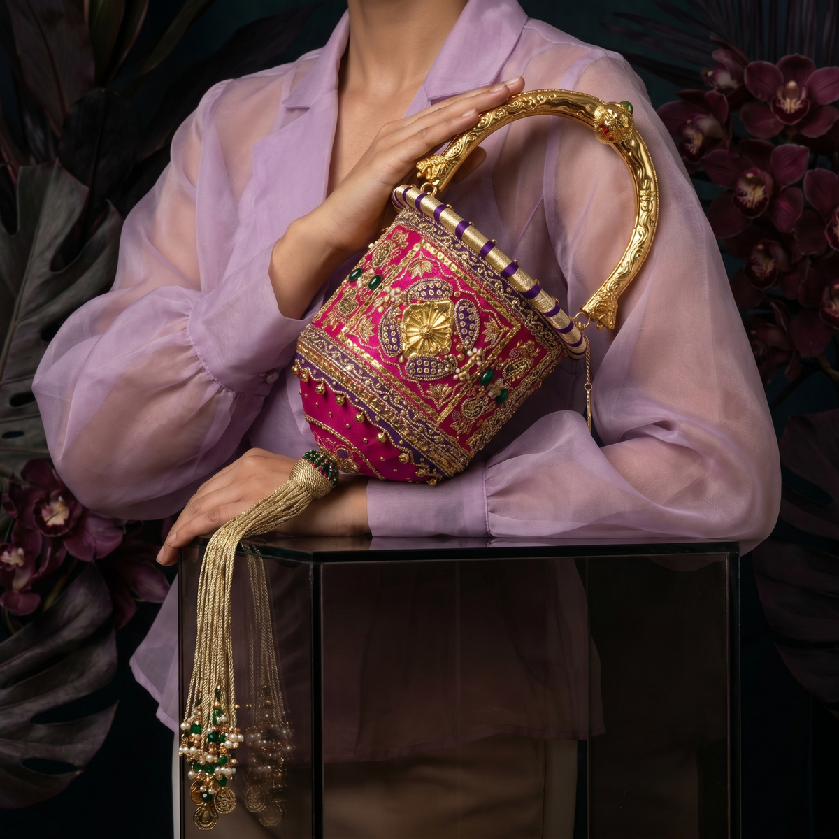 Lionela Hasli Bucket Bag - Pink and Purple