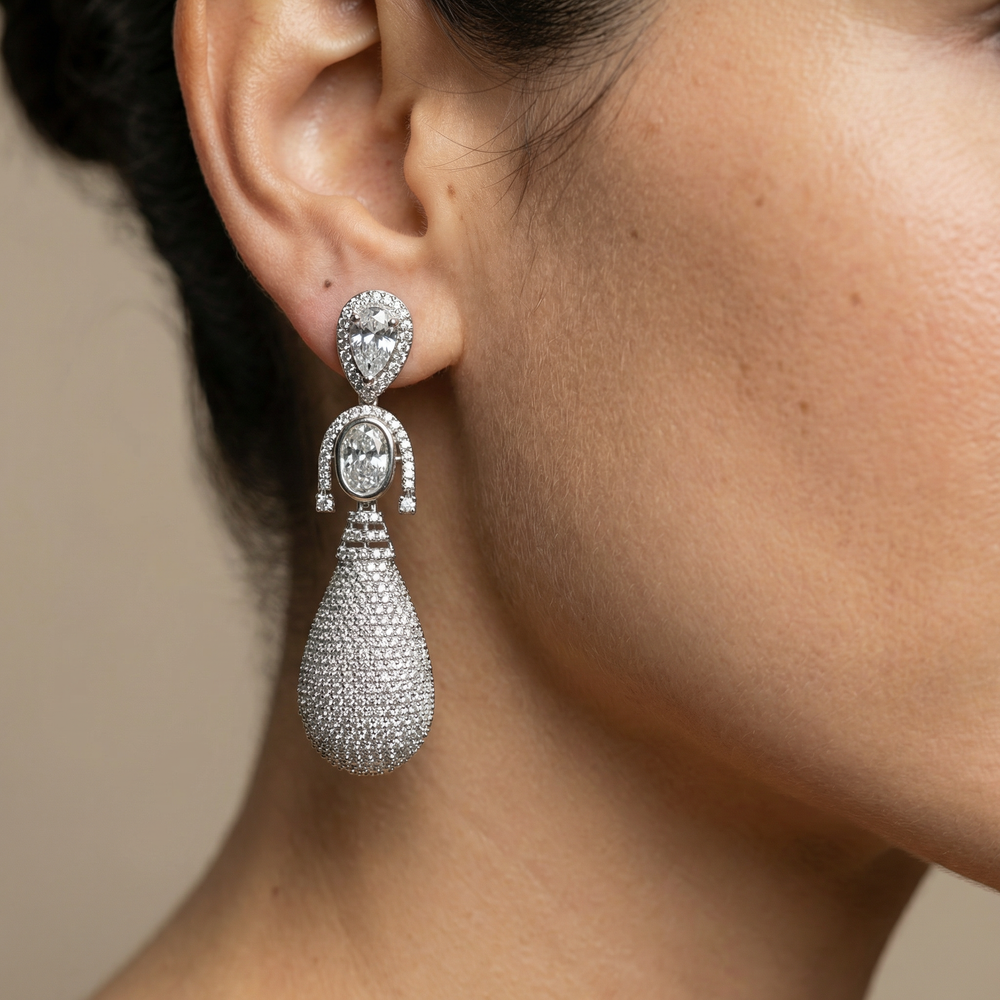 Elowen – teardrop sparkle earrings by Ozel