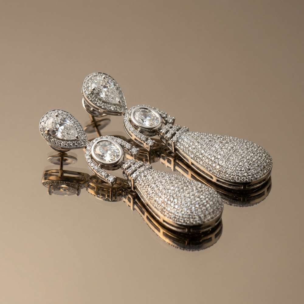 Elowen – teardrop sparkle earrings by Ozel