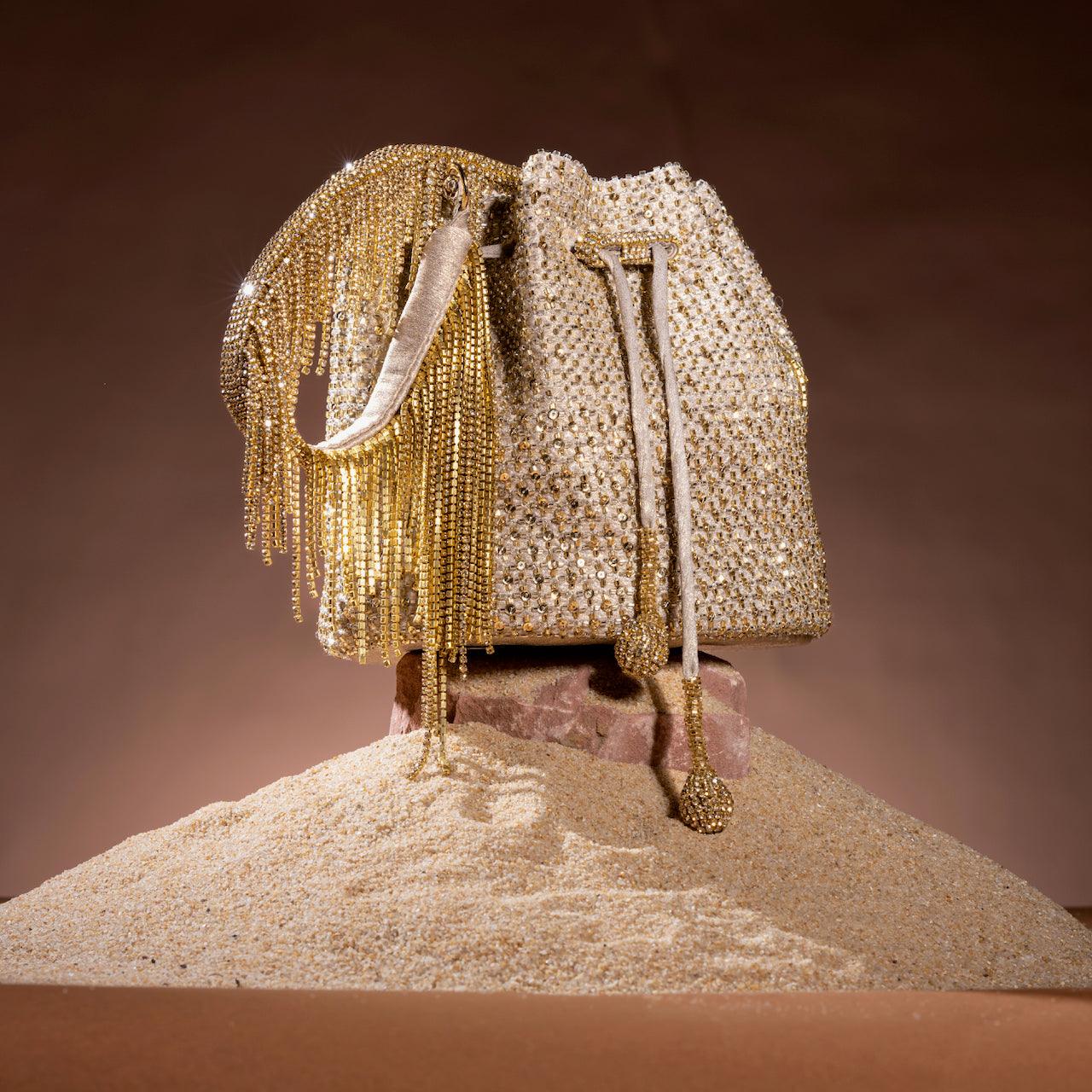 Gold Pixel Bucket Bag - Ozel