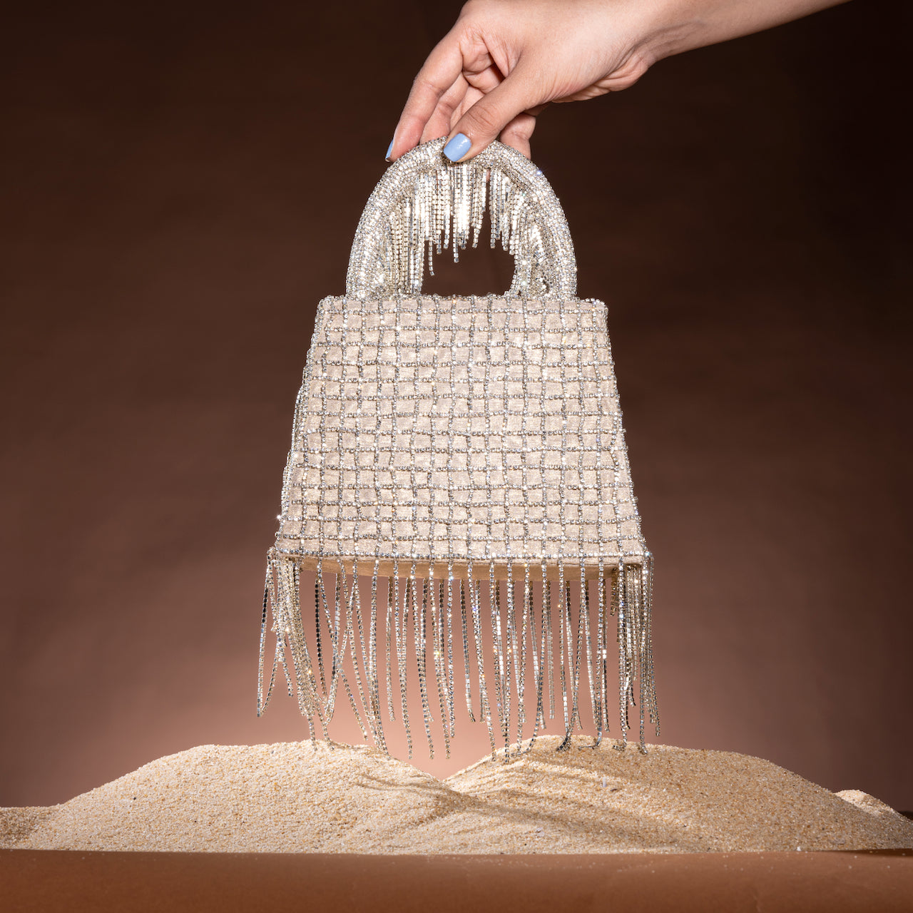 Woven Chain Kelly Bag - Silver