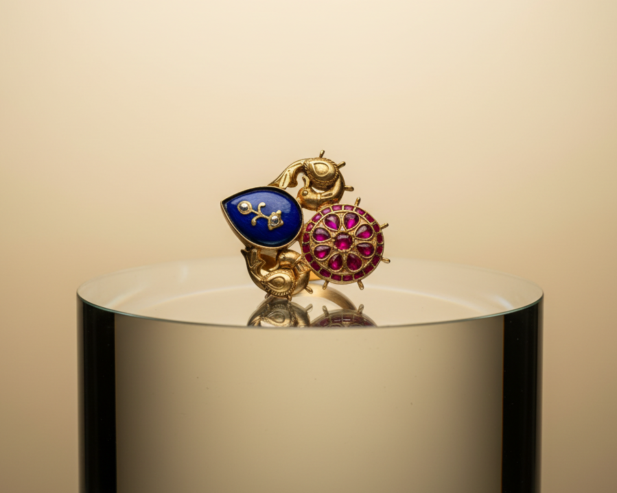Mehreen floral ring – handcrafted Indian gold ring by Ozel