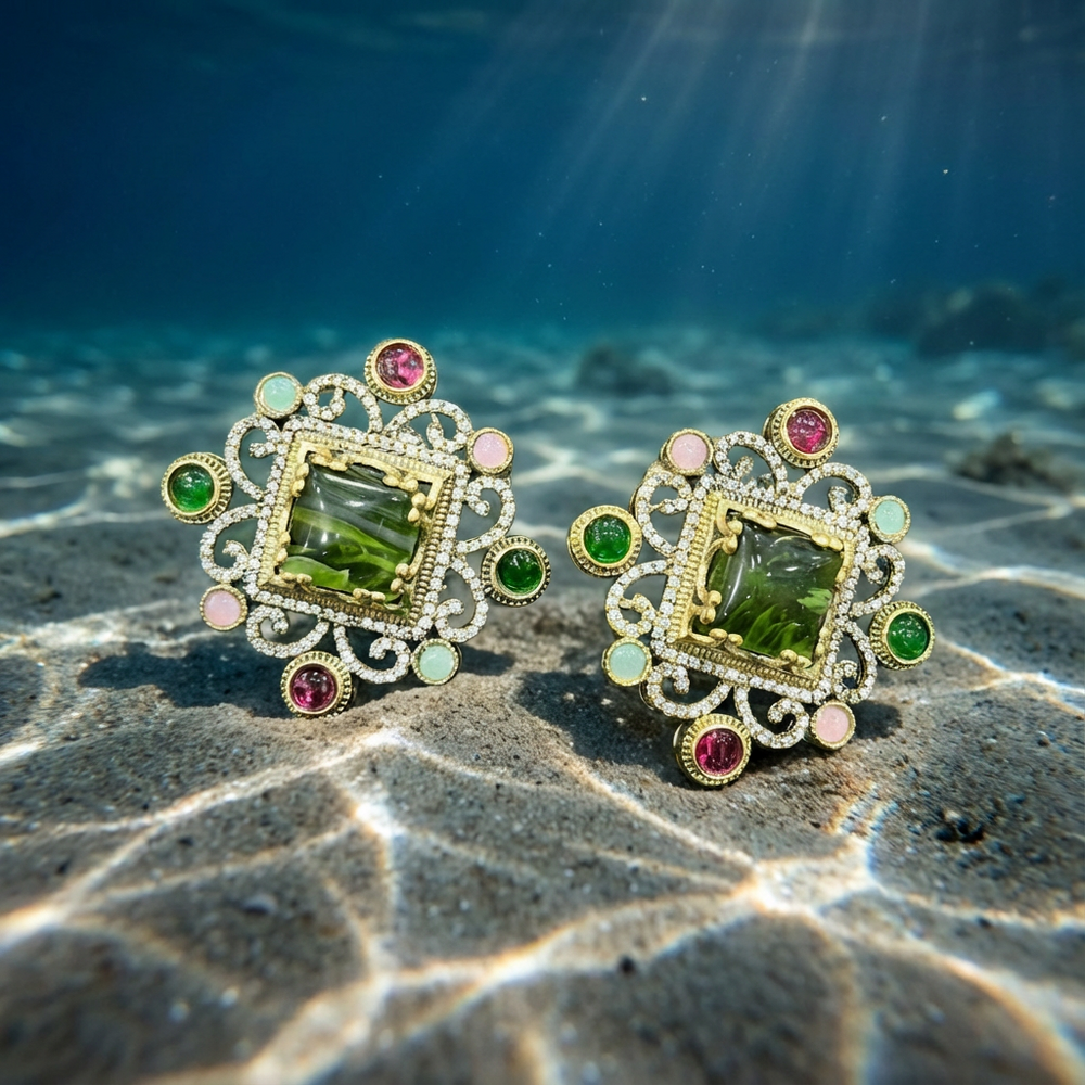 Ashta earrings – motif detail close-up by Ozel