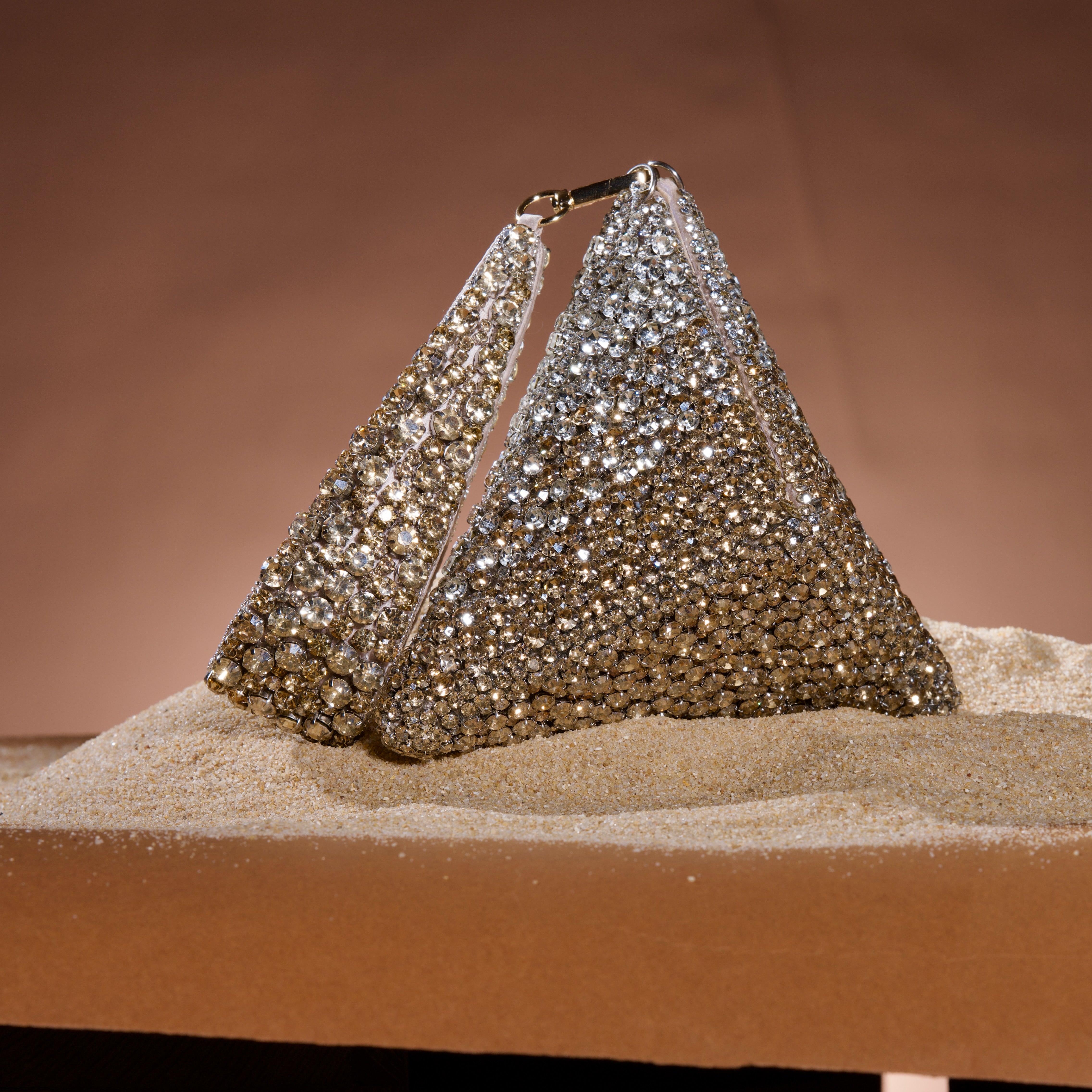 Gold Silver Pyramid Structured Bag - Ozel