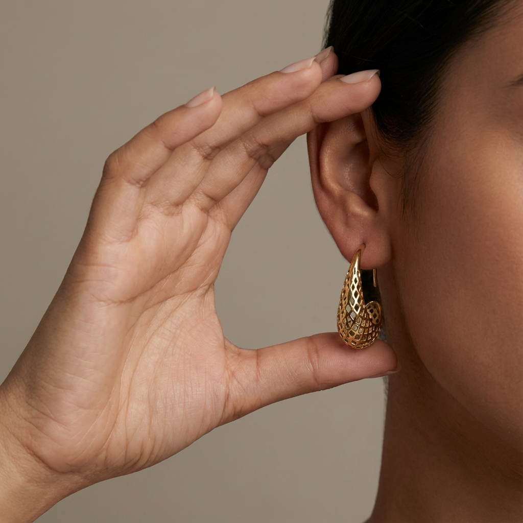 Gilded Jali Curve Hoops Earrings