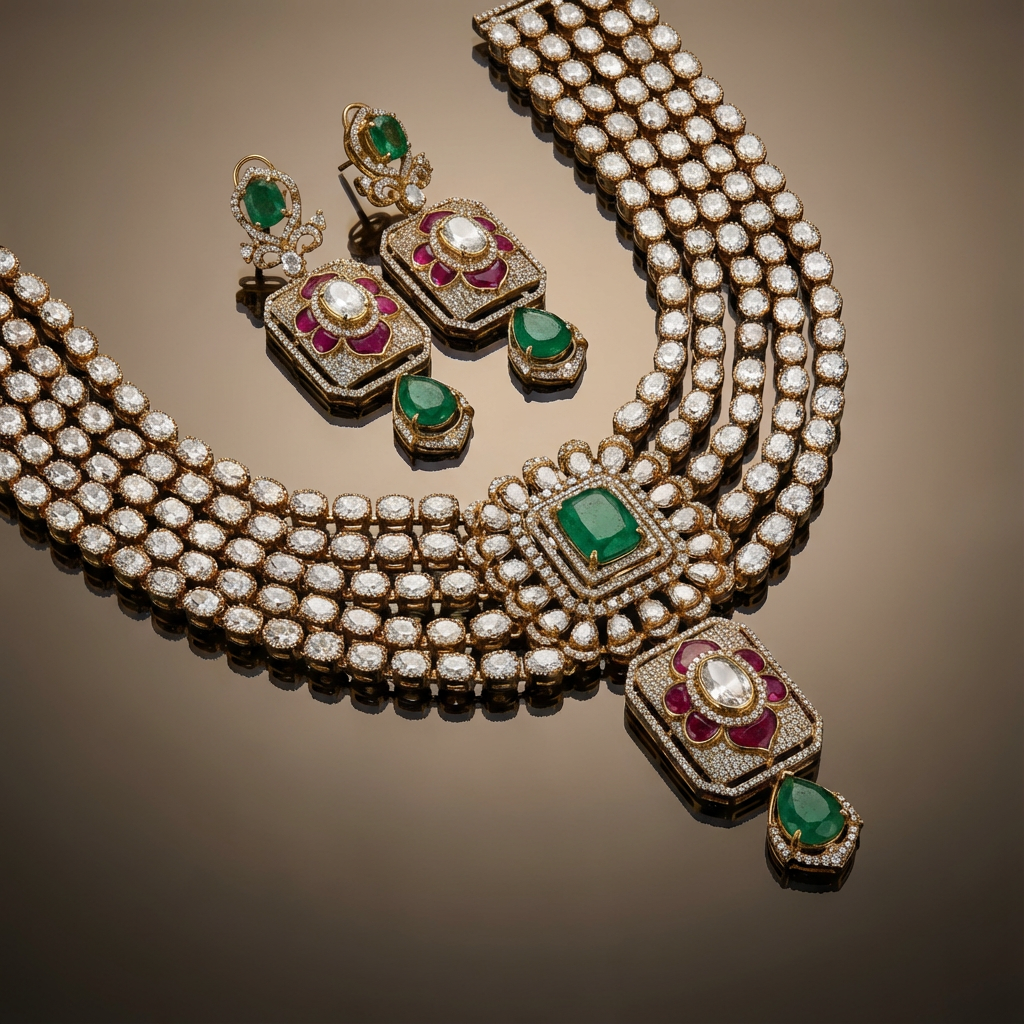 Rajkumari Emerald Rani Choker Set