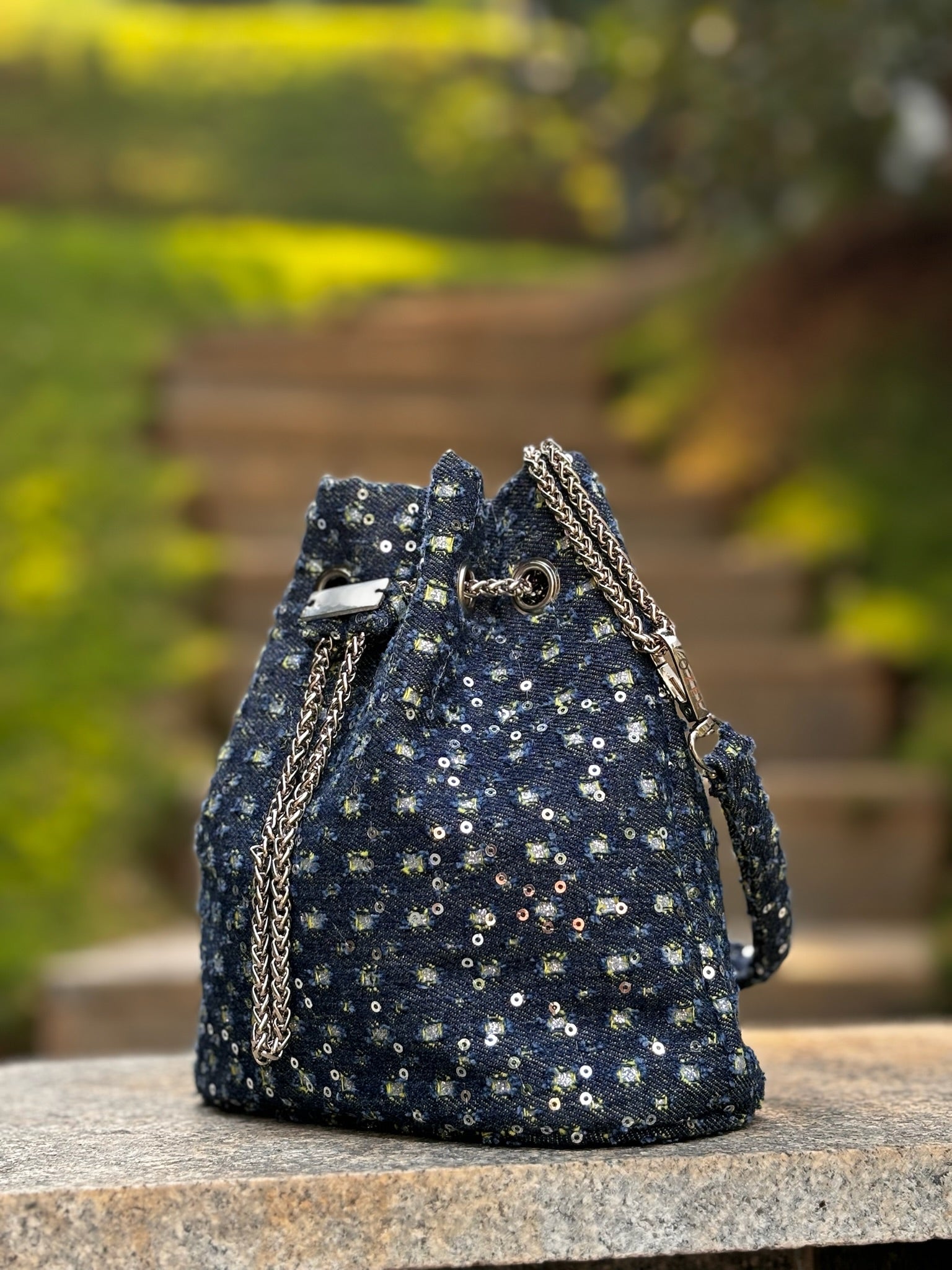 Pebble Denim Bucket Bag