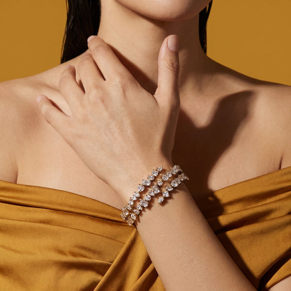 Mixed-Cut Clear CZ Bracelet