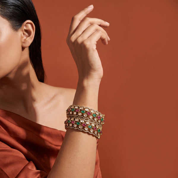 Colorstone Filigree Cuff Bracelet