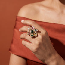 Verdant Blossom Cluster Ring
