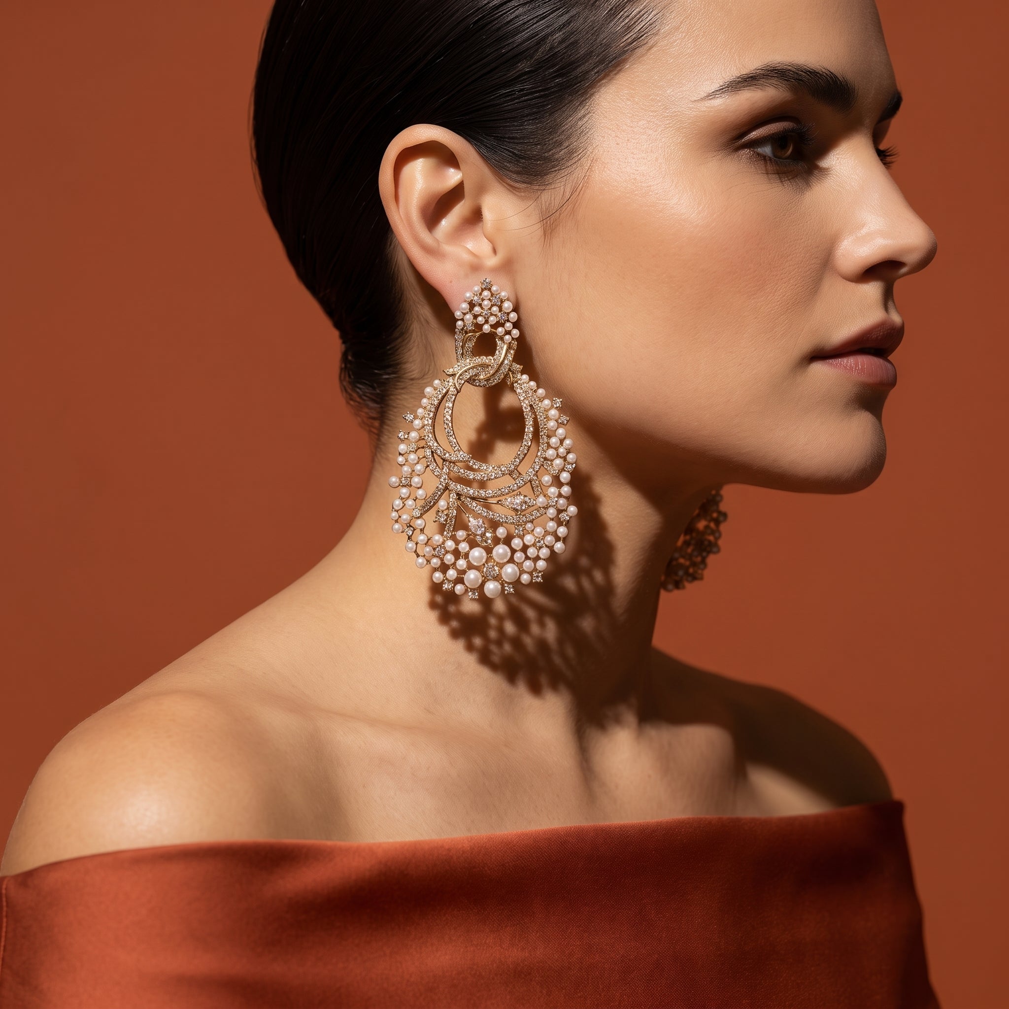 Peony Teardrop Chandelier Earrings