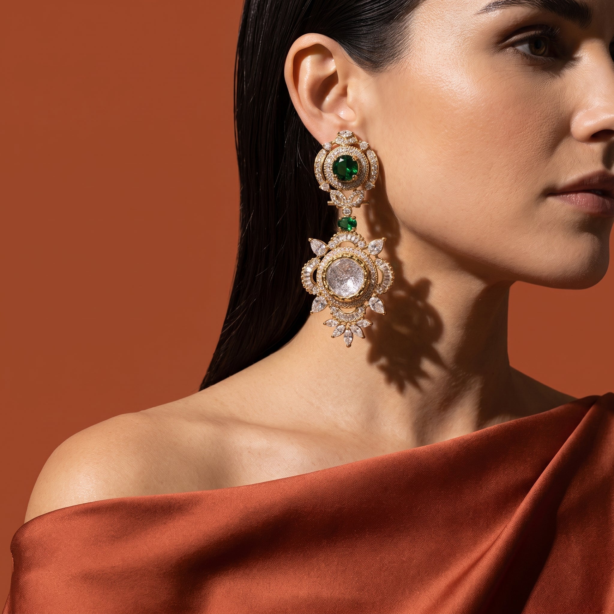 Radha Dual Ornament Chandelier Earrings