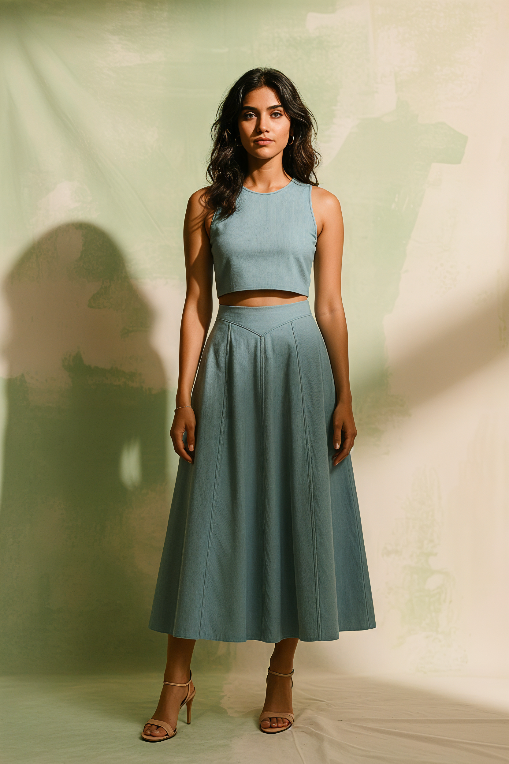 Inverted V skirt and top coord set