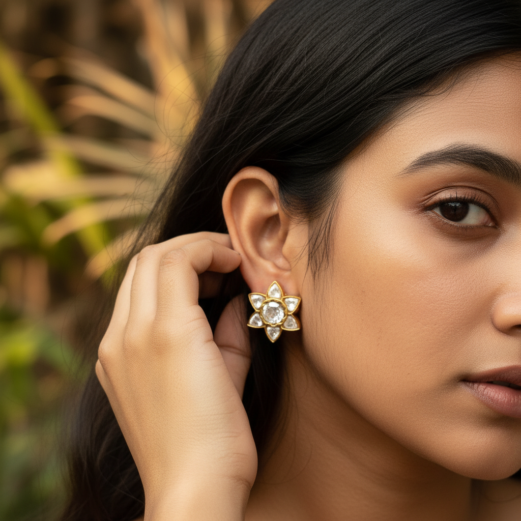 Mini floral kundan studs
