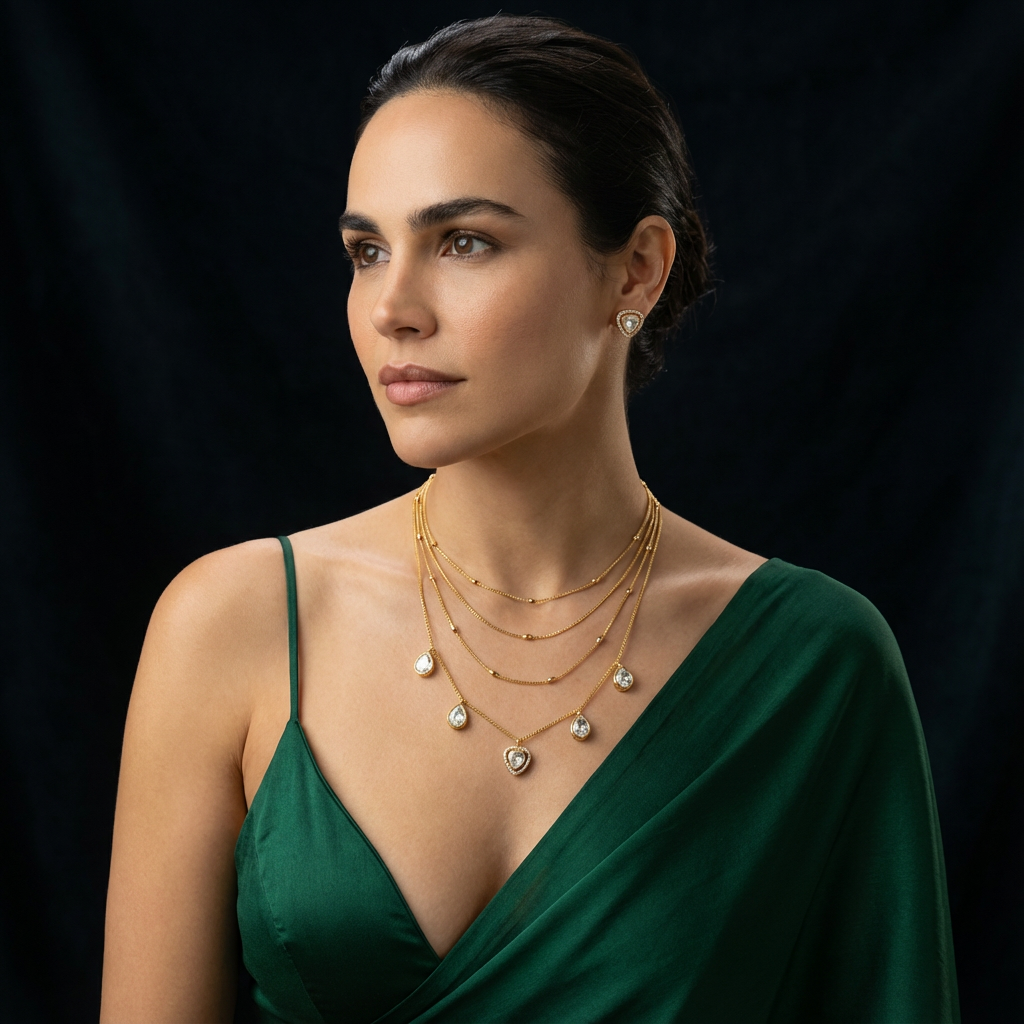 Polki Teardrop Necklace Set