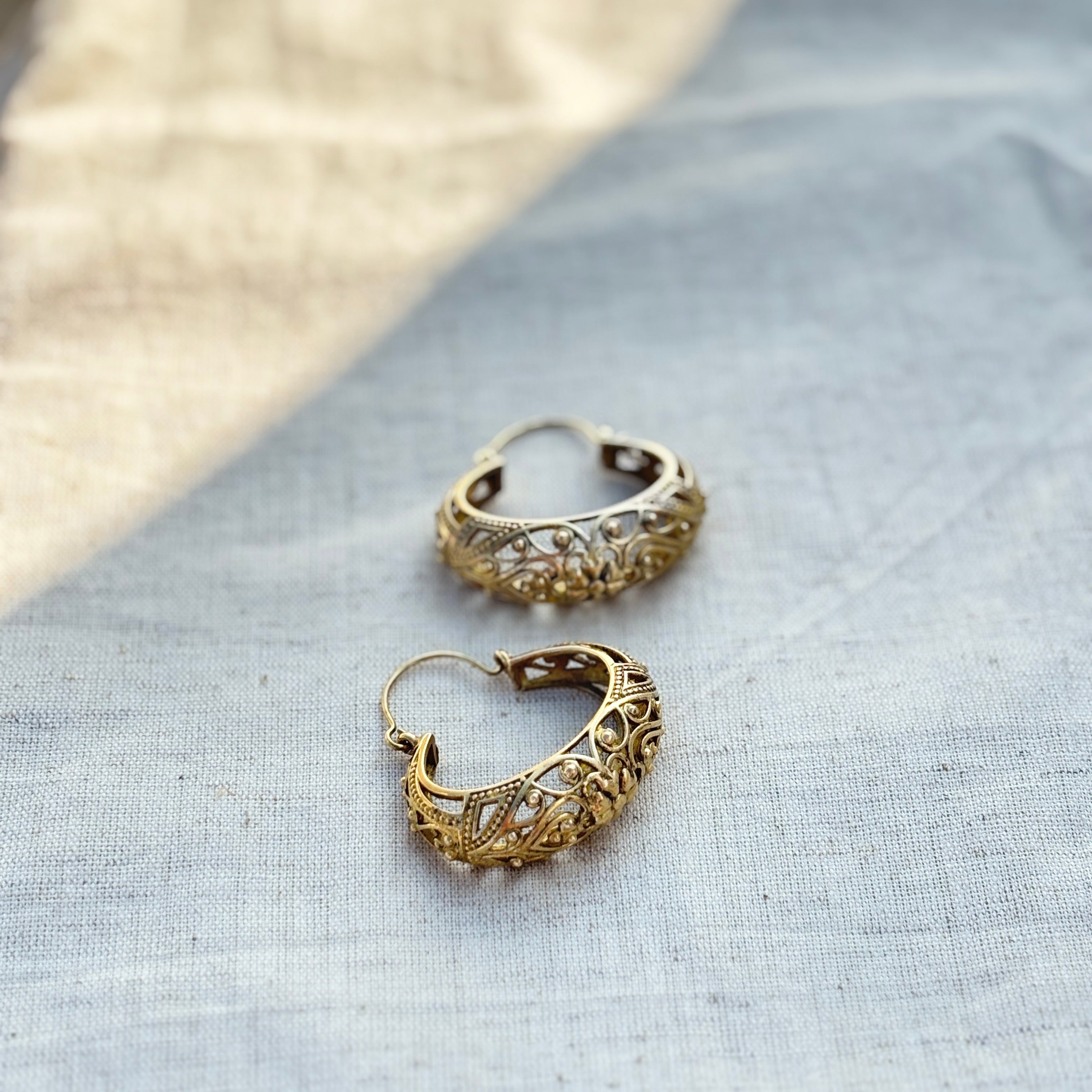 Jali Crescent Hoop Earrings