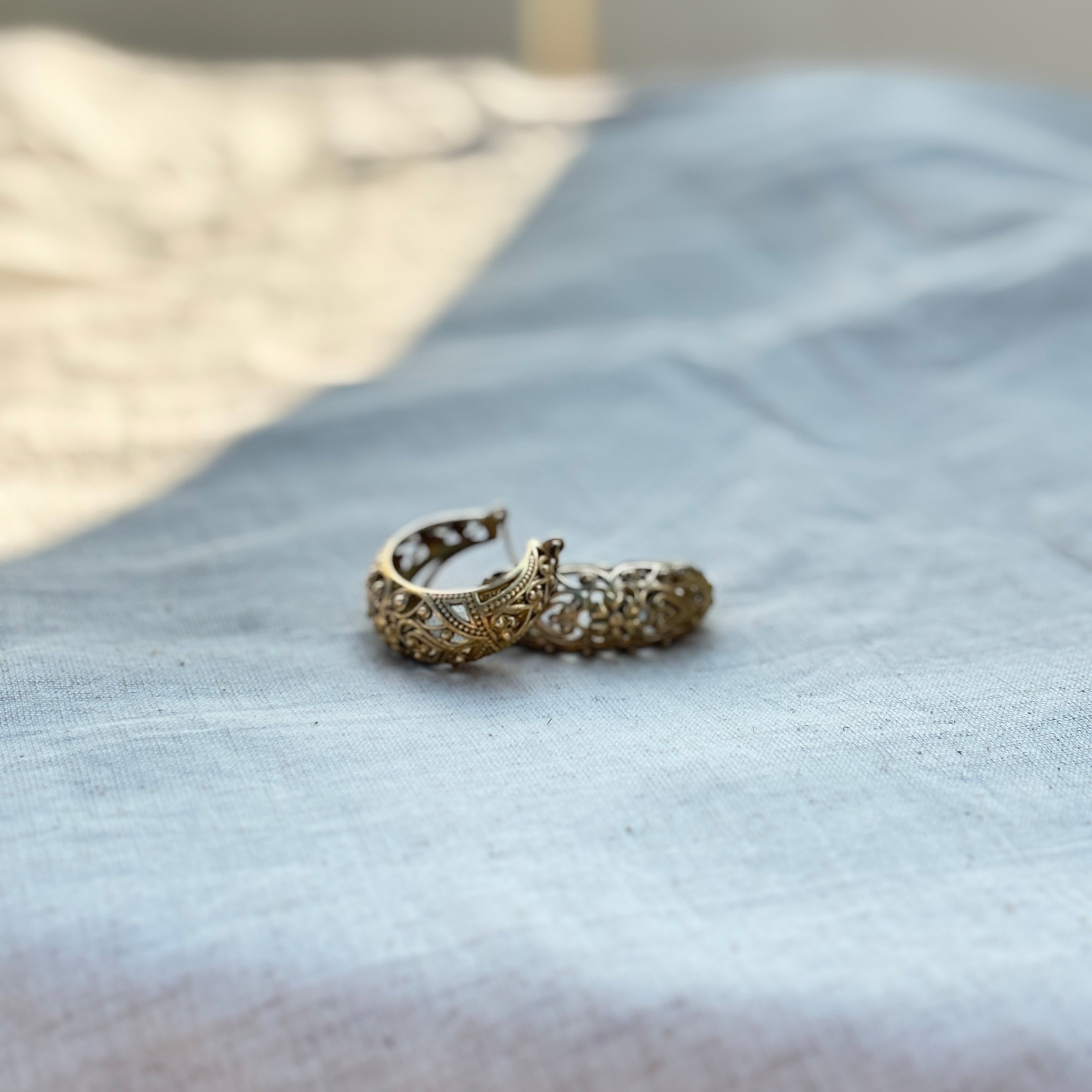 Jali Crescent Hoop Earrings