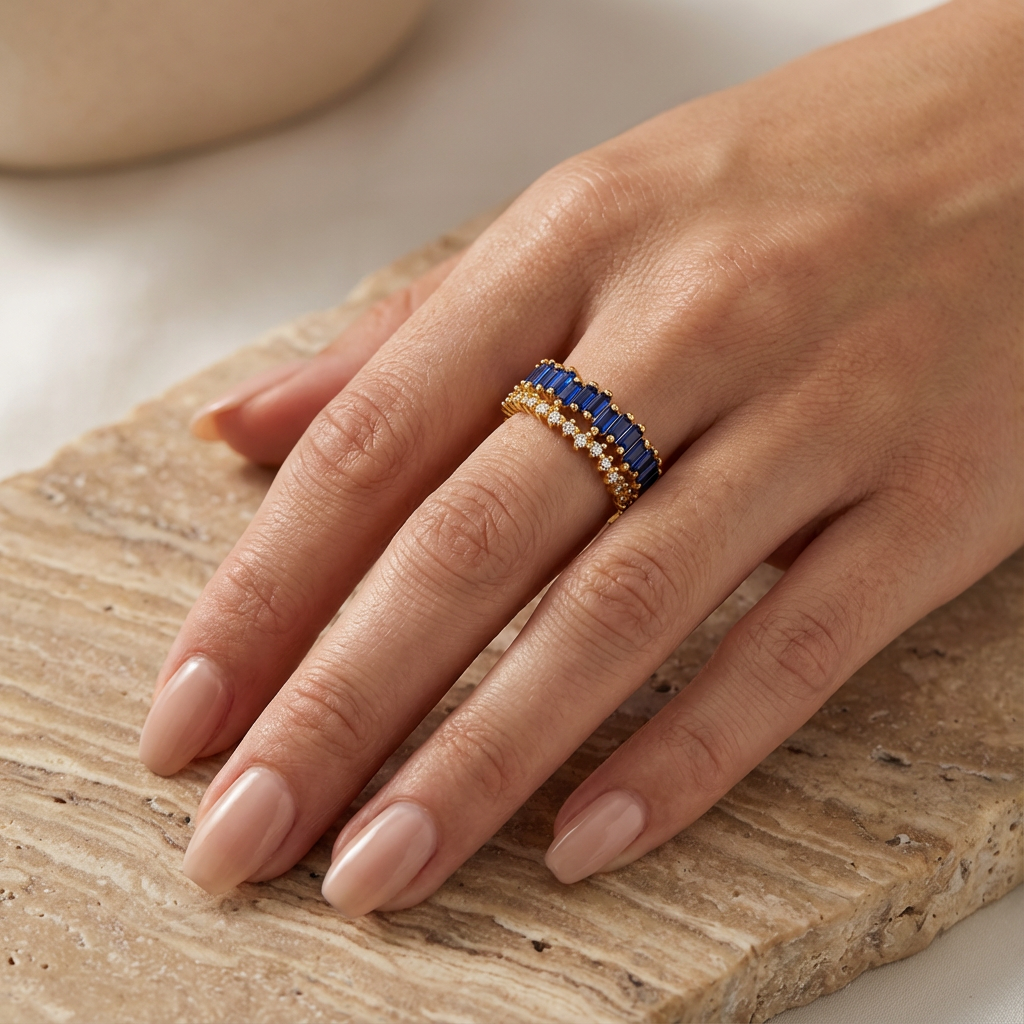Cobalt Crest Architectural Band Ring