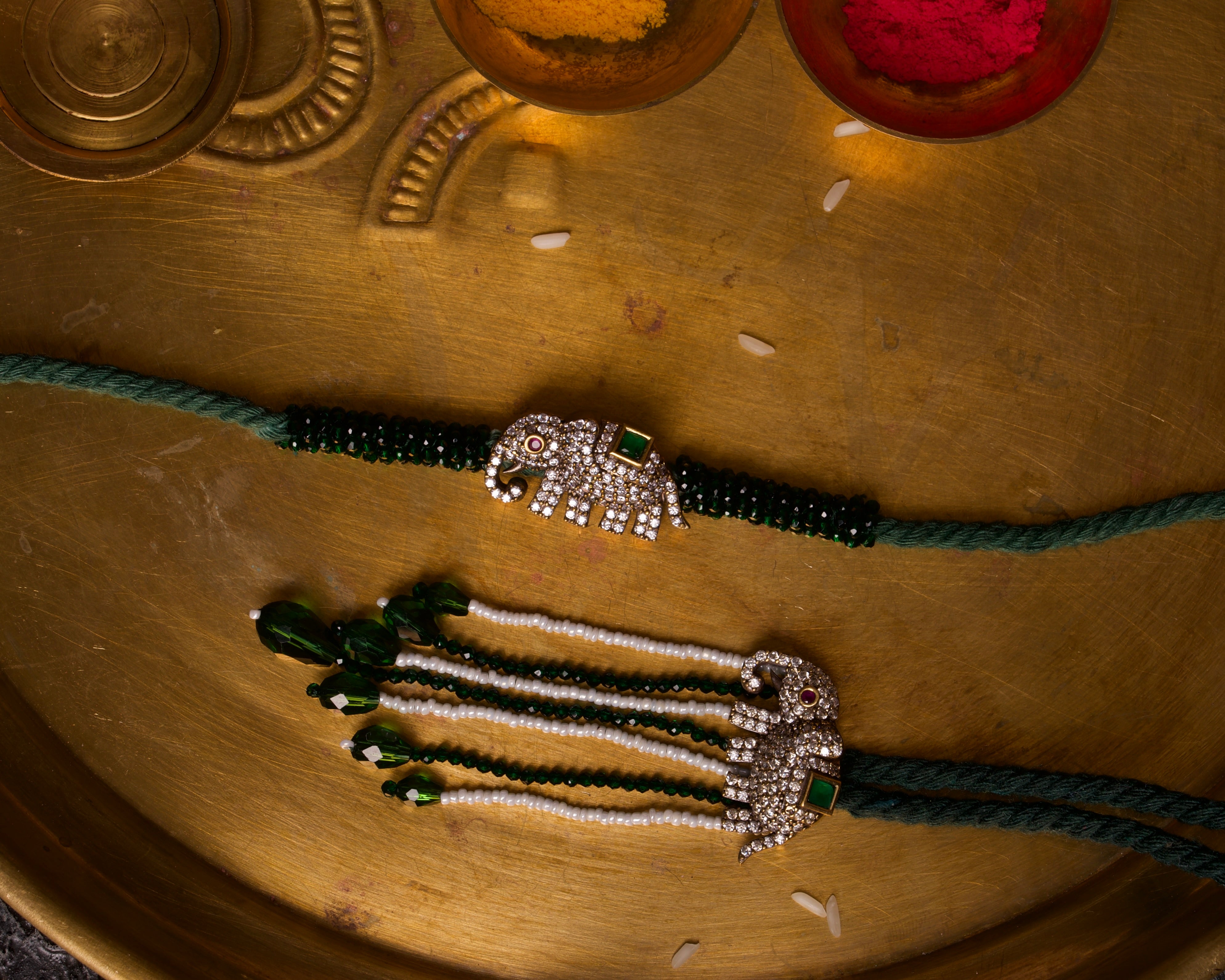 Haathi raja rakhi lumba set - green