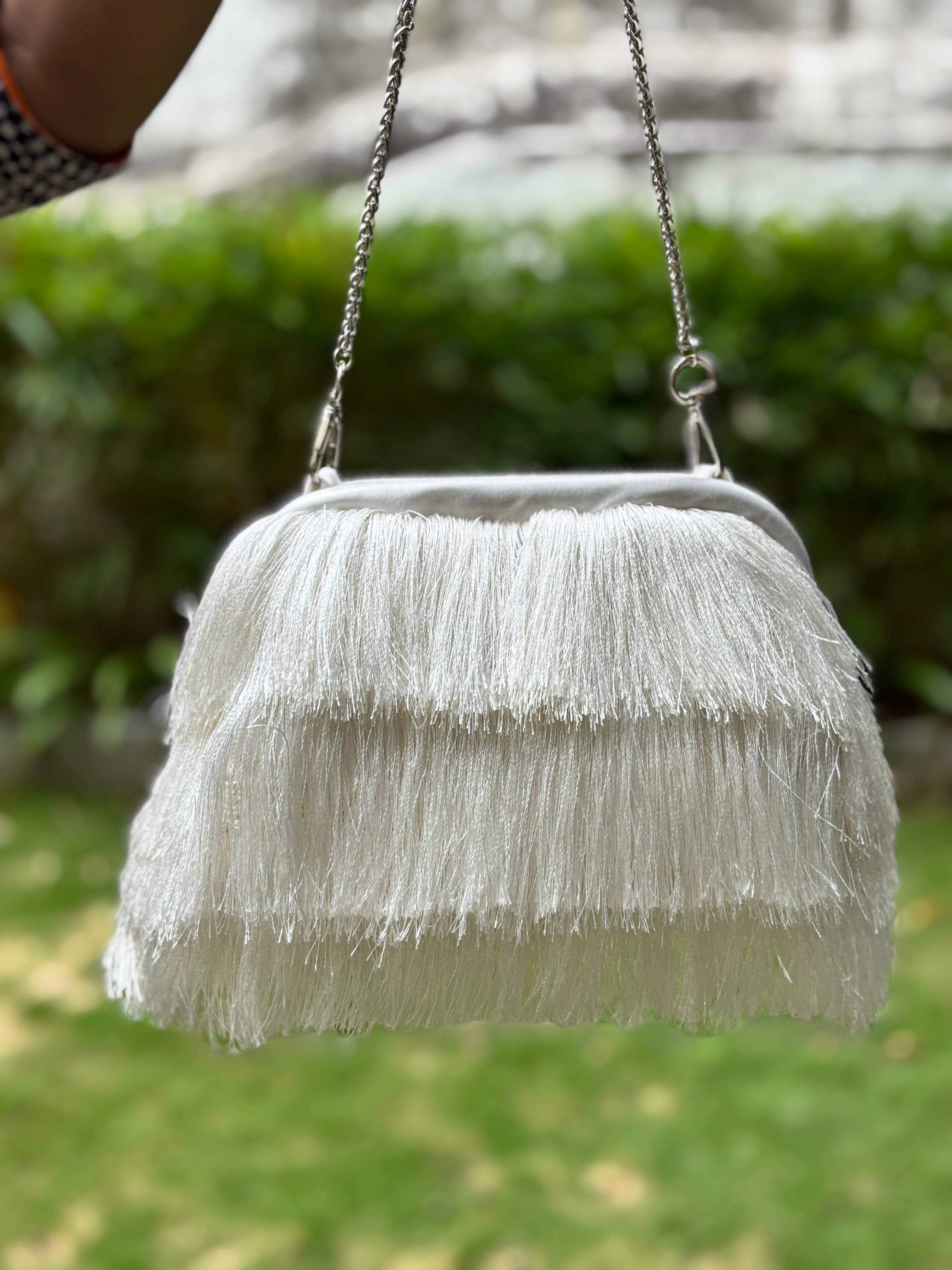 SAMPLE Fringe Bag Pearl White