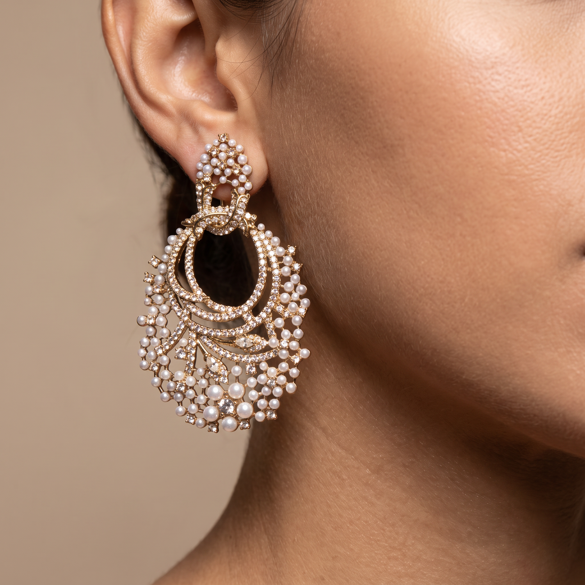 Peony Teardrop Chandelier Earrings