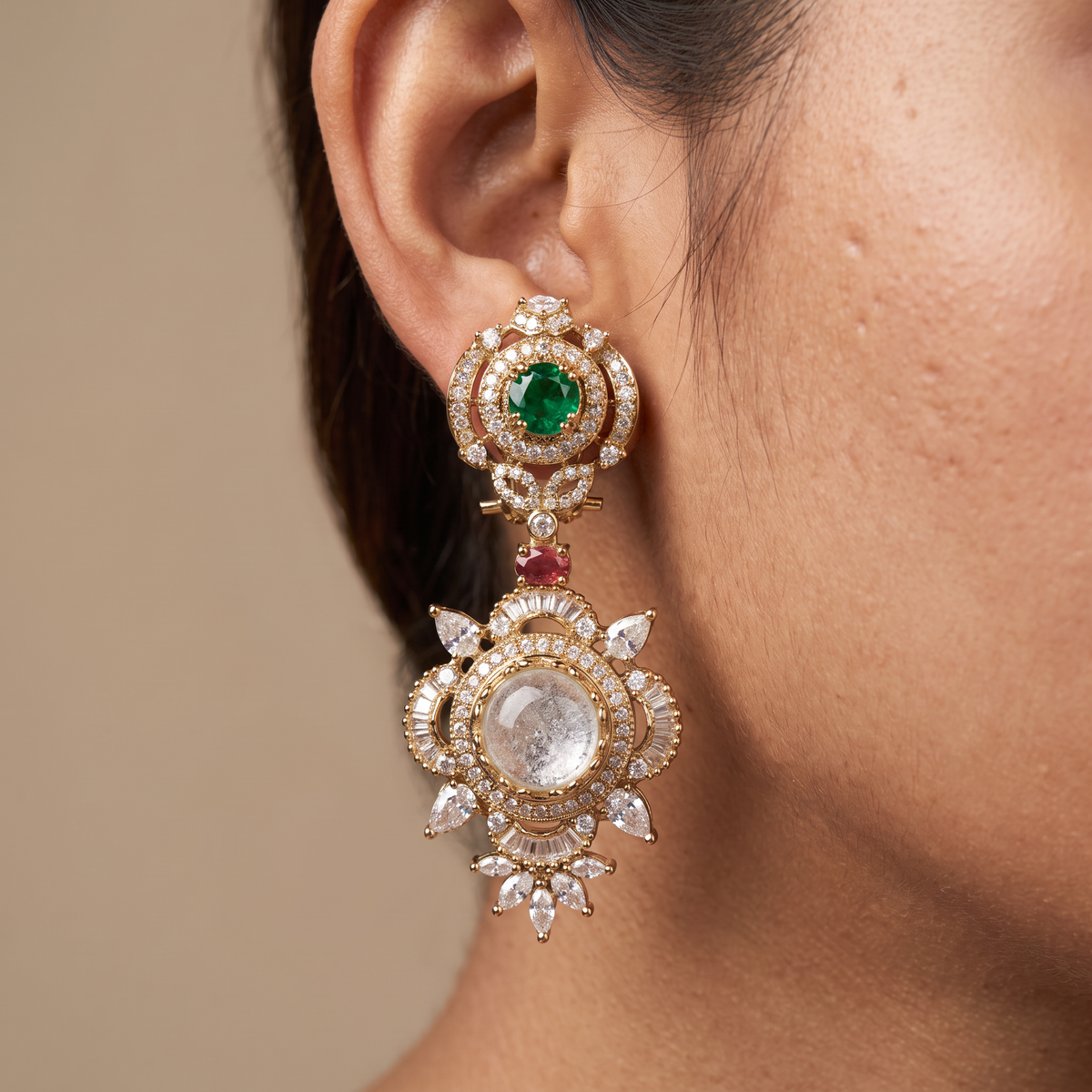Radha Dual Ornament Chandelier Earrings