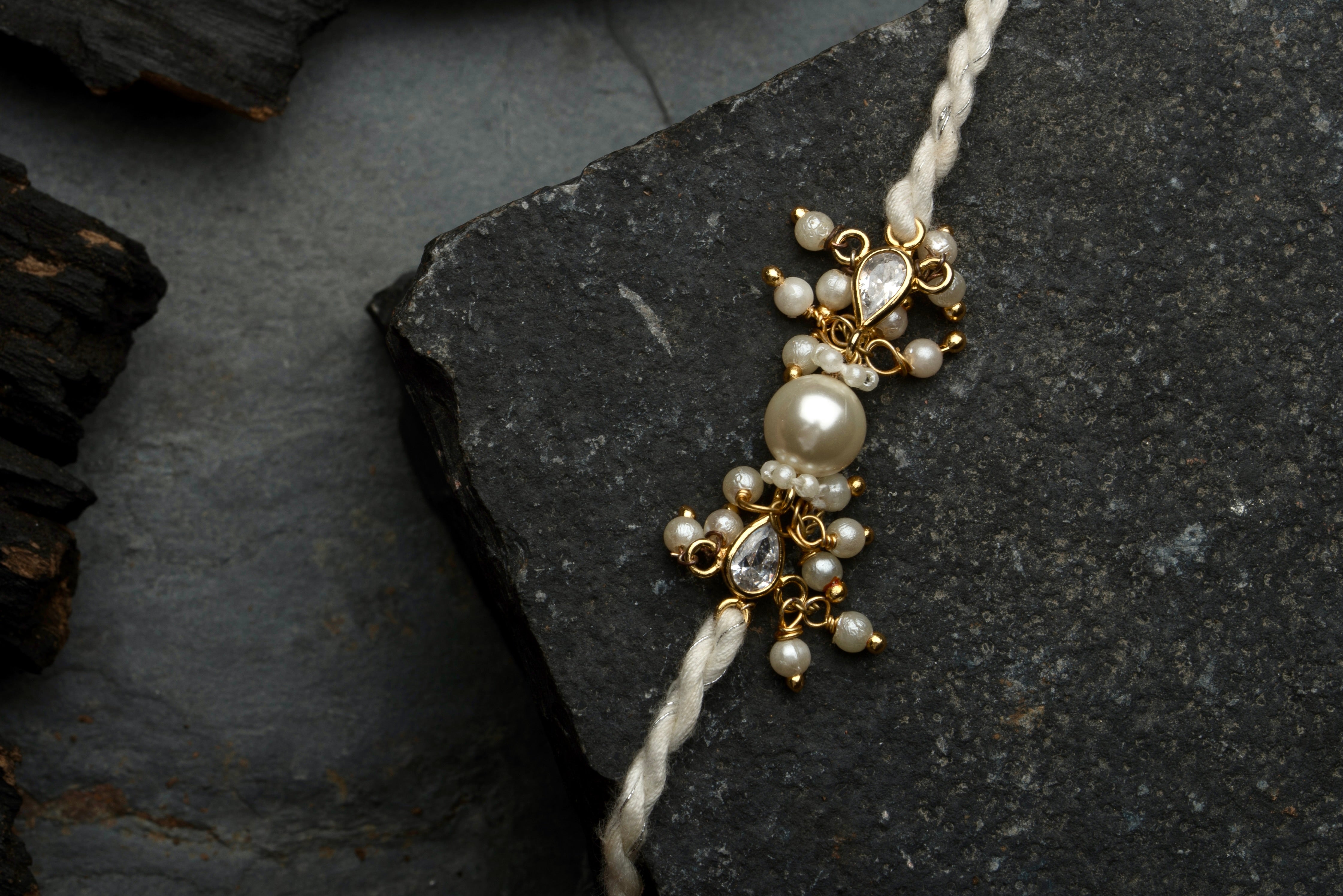 Rudransh Swarovski Pearl Rakhi - Ozel