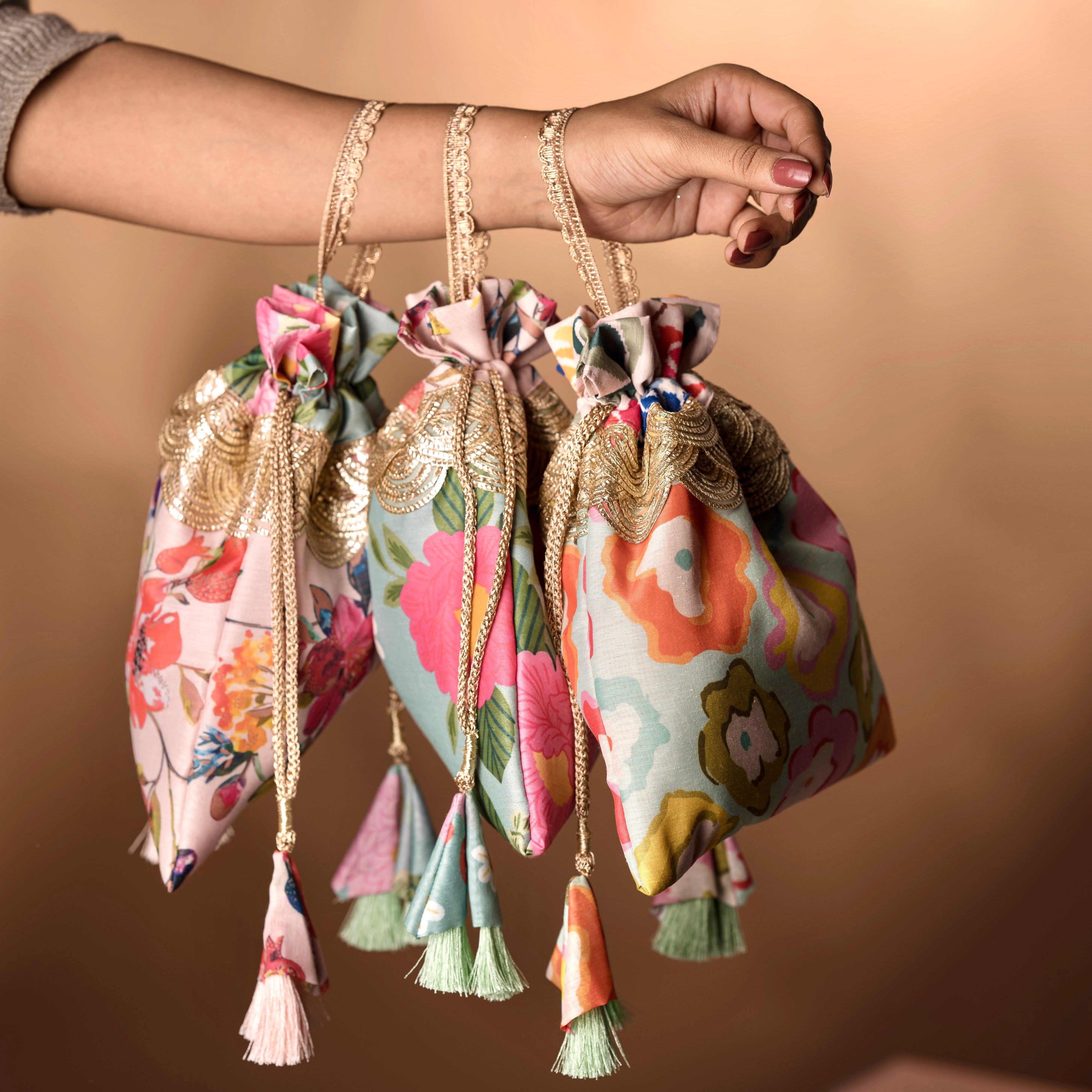 Set of 3 Pastel Floral Print Bags