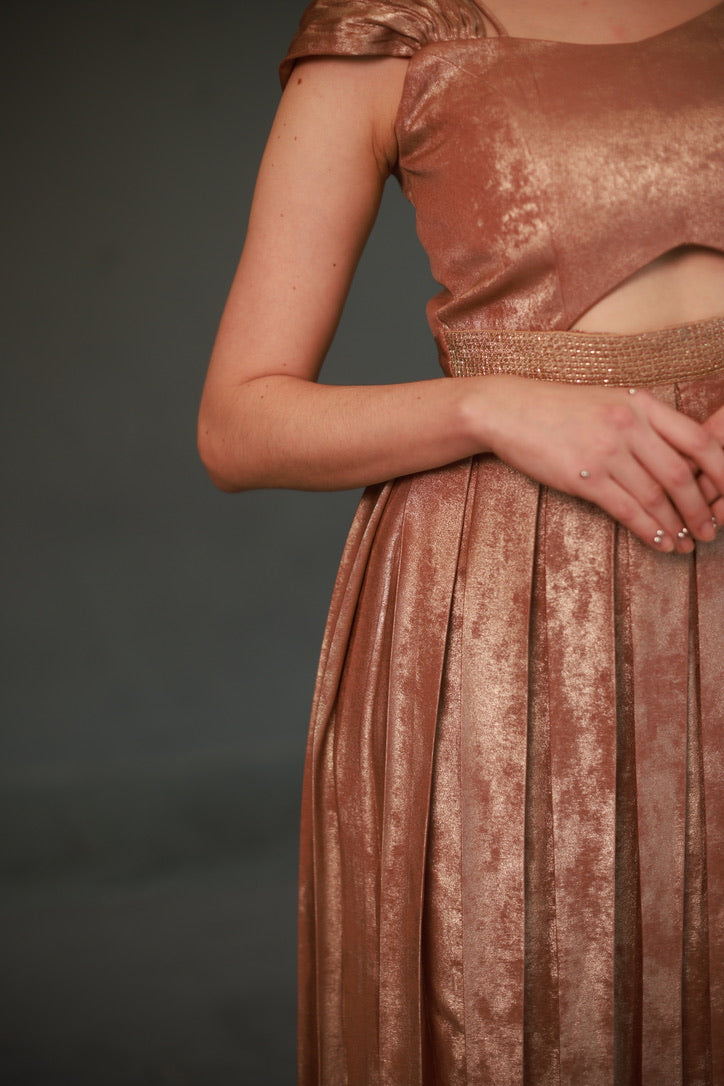 Cutout Shimmer Gown – strategic cutout evening gown by Ozel