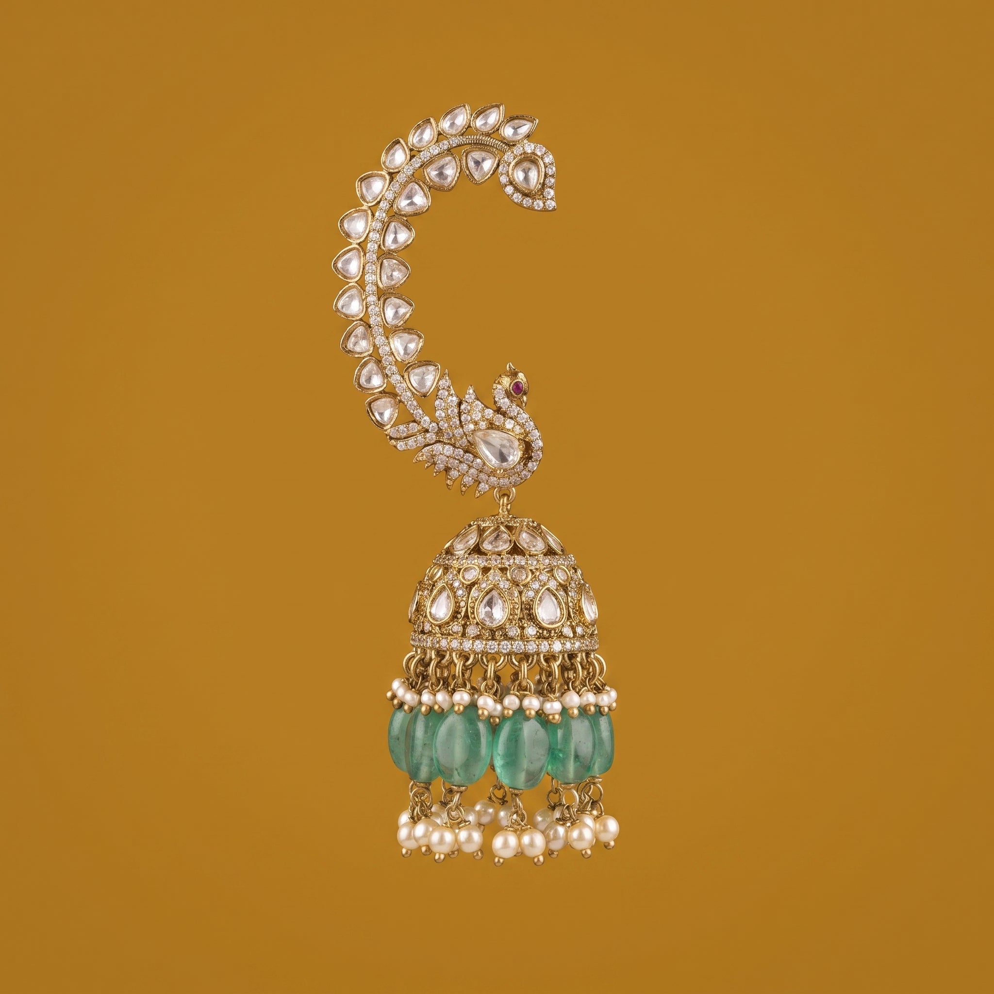 Peacock Jhumka Chandelier Earrings