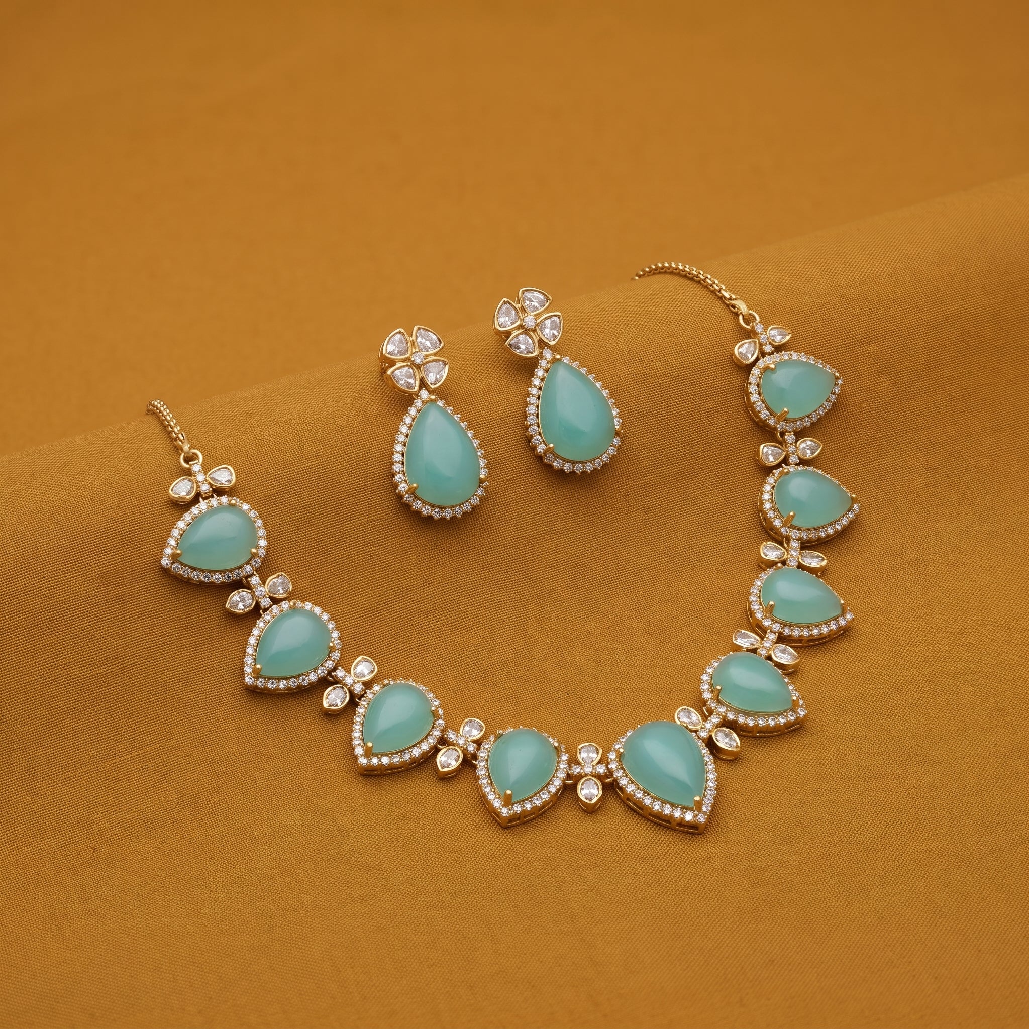 Teardrop Stone Necklace & Earring Set