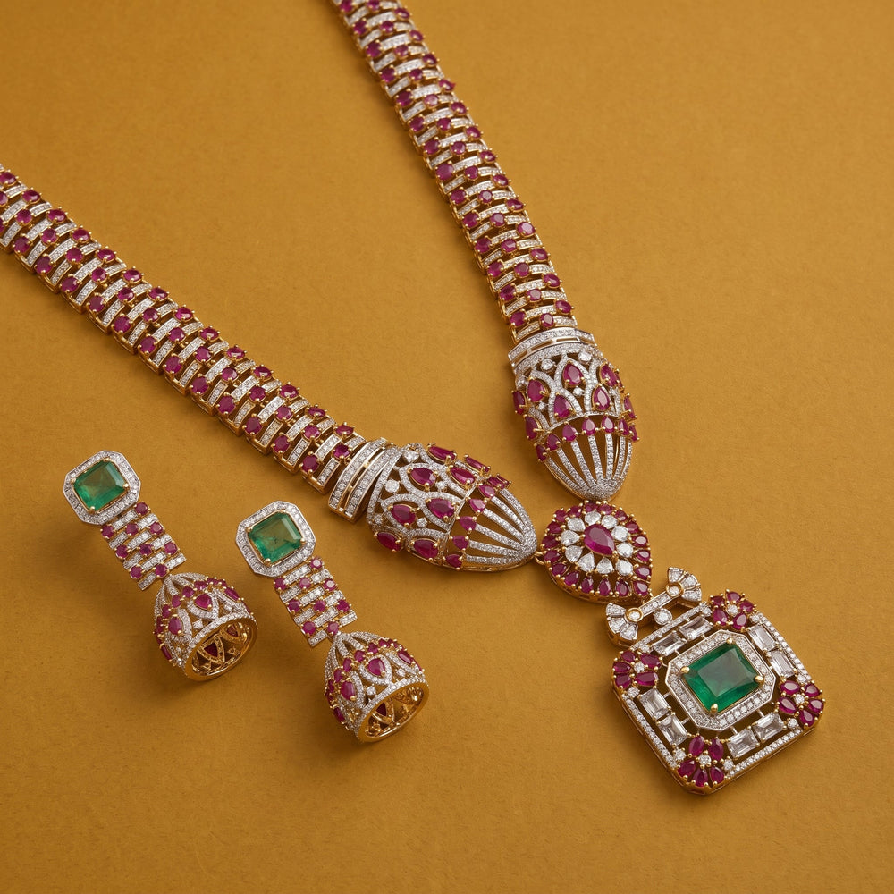 Long Haar Ruby and Emerald Set