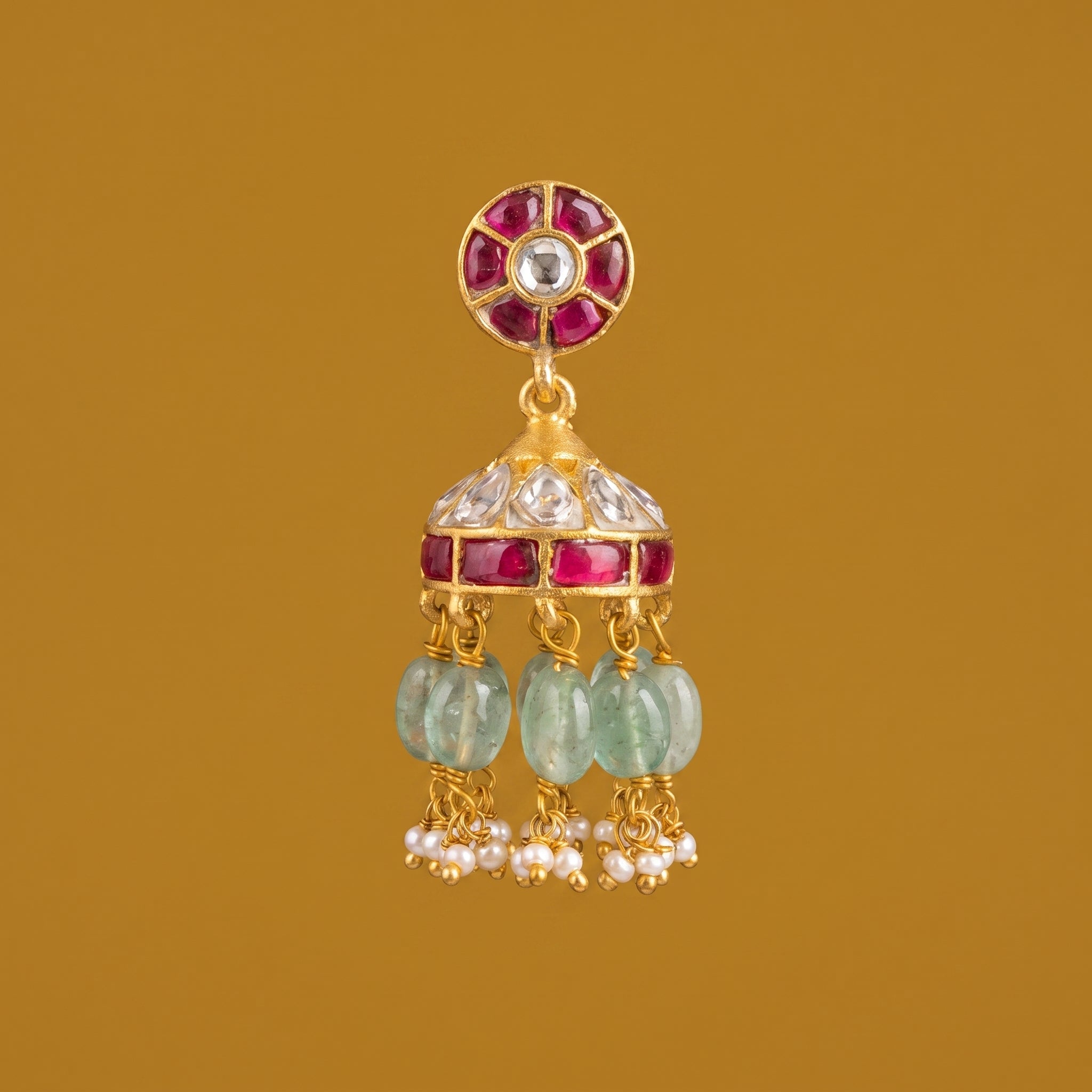 Rani Pink Dome Drop Earrings
