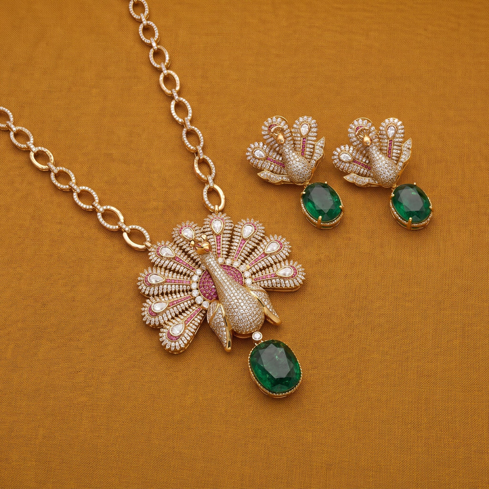 Peacock Majesty Pendant Necklace & Earring Set
